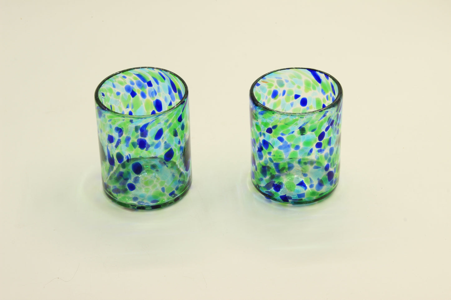 Green And Blue Blown Glass Set