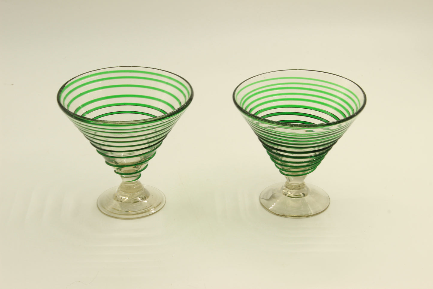 Green Swirl Blown Glass Set