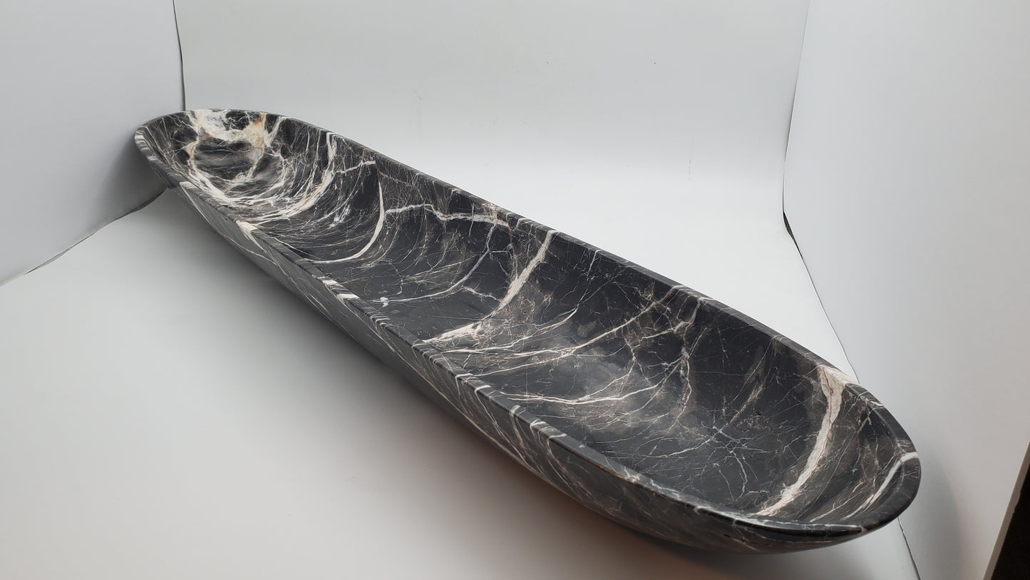 Black & White Marble Canoe Centerpiece