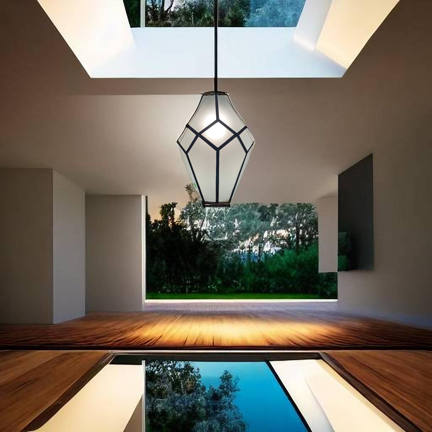 Medium Frosted Glass Geometric Pendant Light