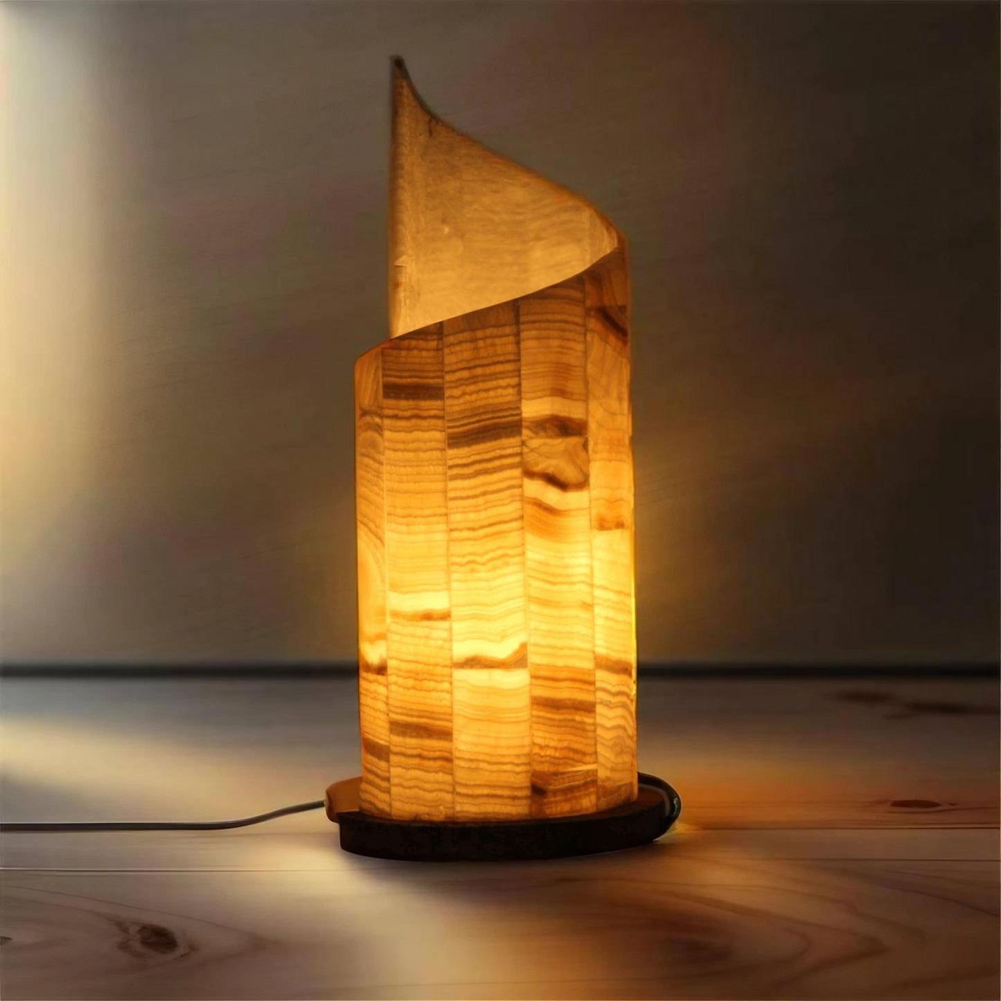 Large Beige Onyx Vortex Lamp