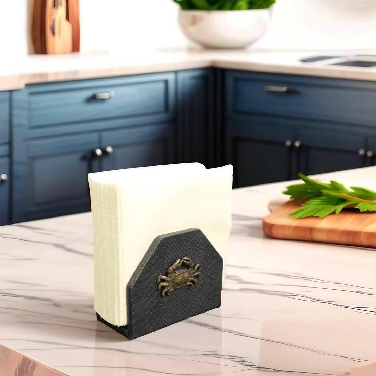 Blue Crab & Snakeskin Napkin Holder