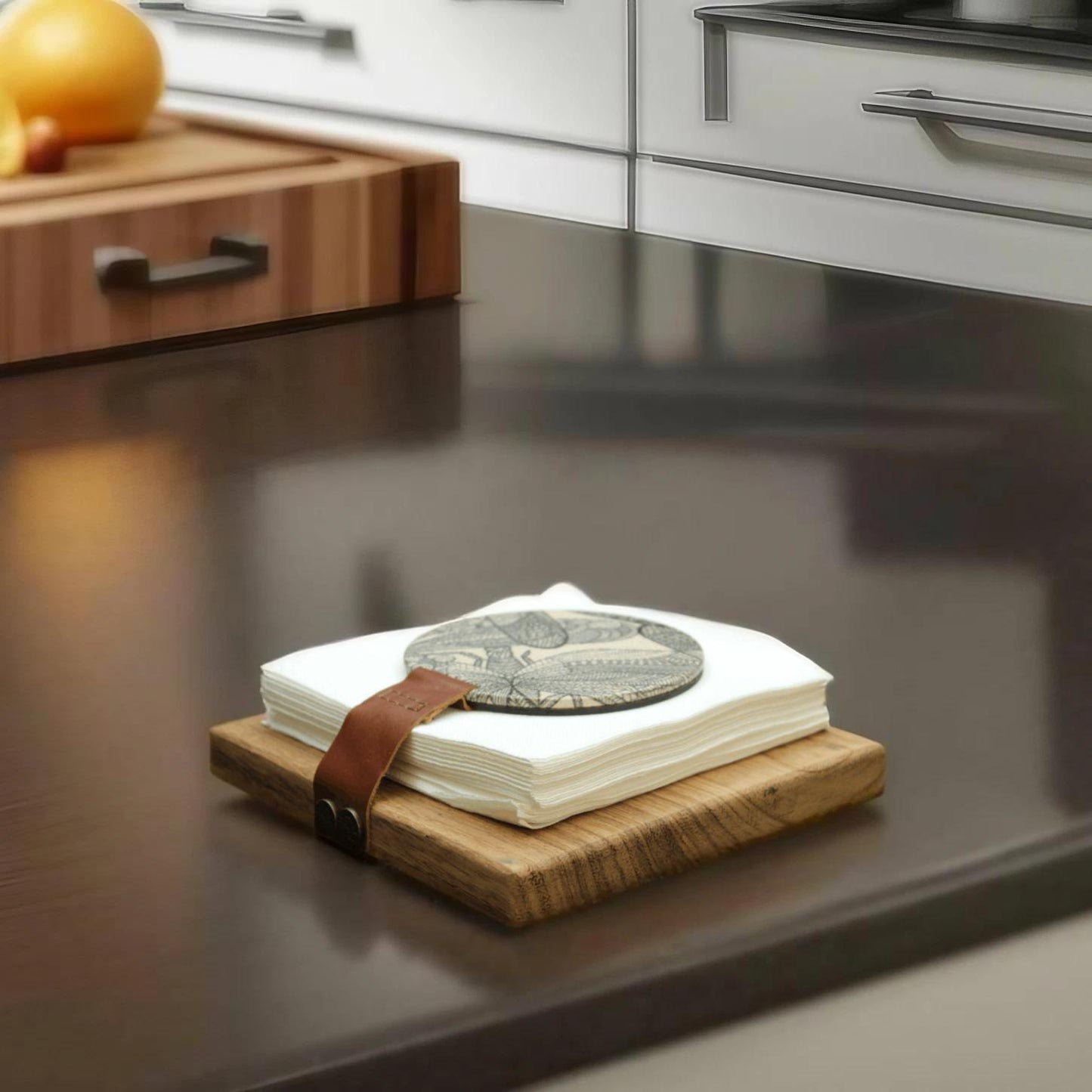 Dragonfly Print Wood Napkin Holder