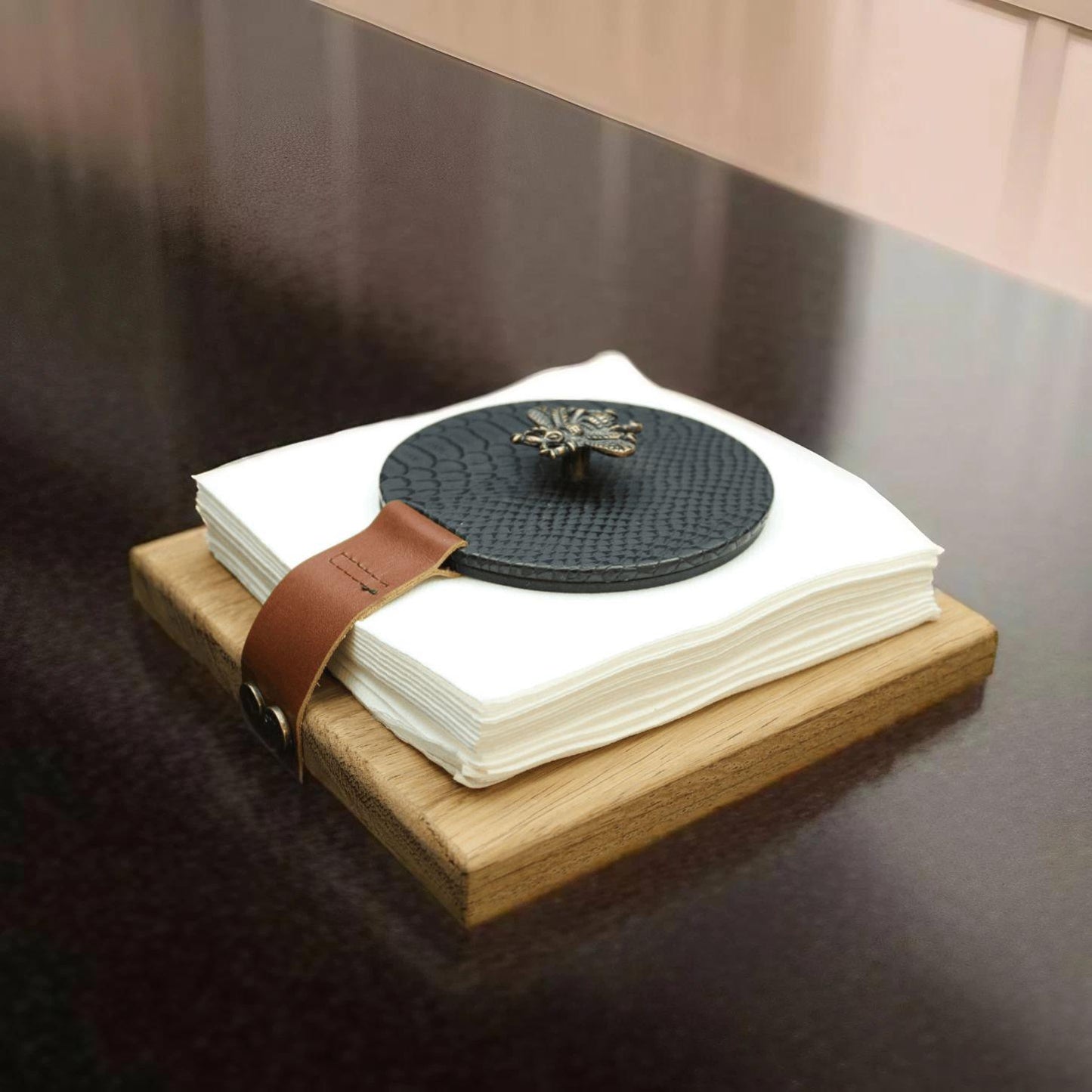 Black Wasp Snakeskin Napkin Holder