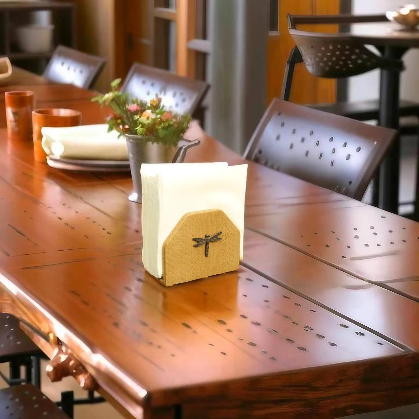 Brown Dragonfly & Snakeskin Napkin Holder