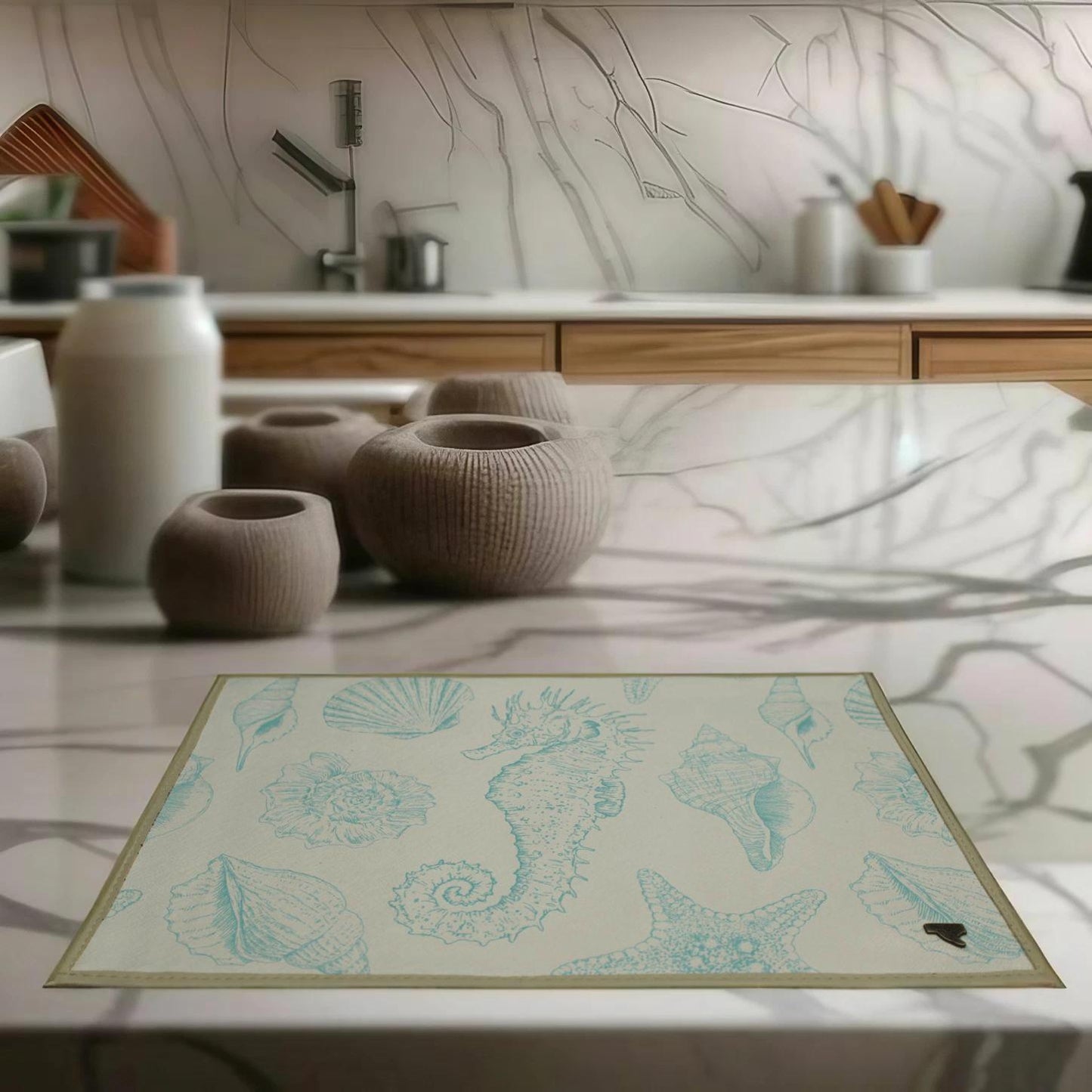 Turquoise Ocean Tide Placemat Set (Set of 6)