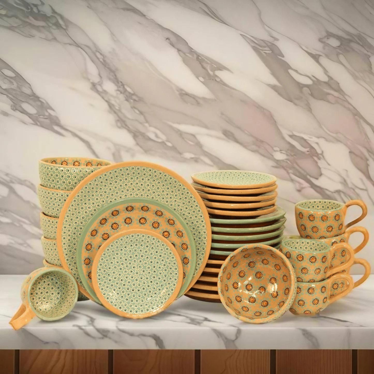Limited Edition 30pc Handcrafted Ceramic Dinnerware Set (For 6 People)