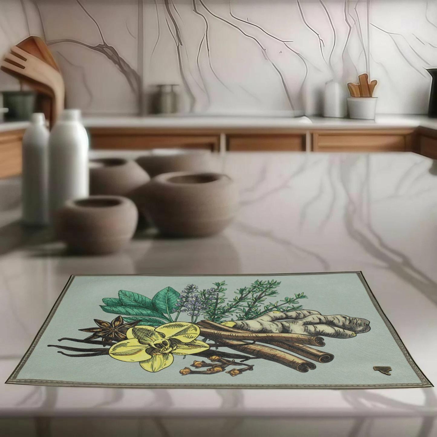 Grey Moss & Herbs Placemat Set (Set of 6)
