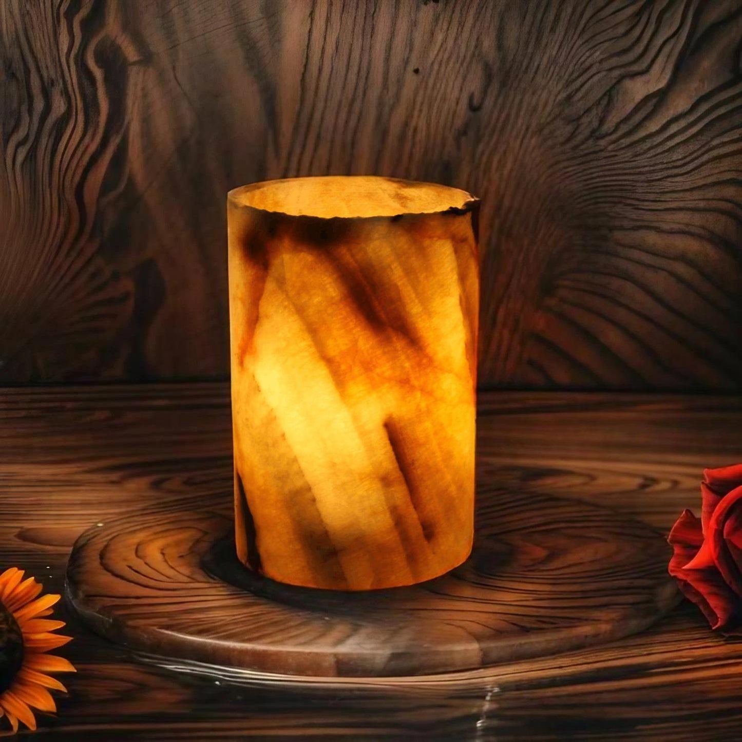 Orange Stratus Onyx Lamp