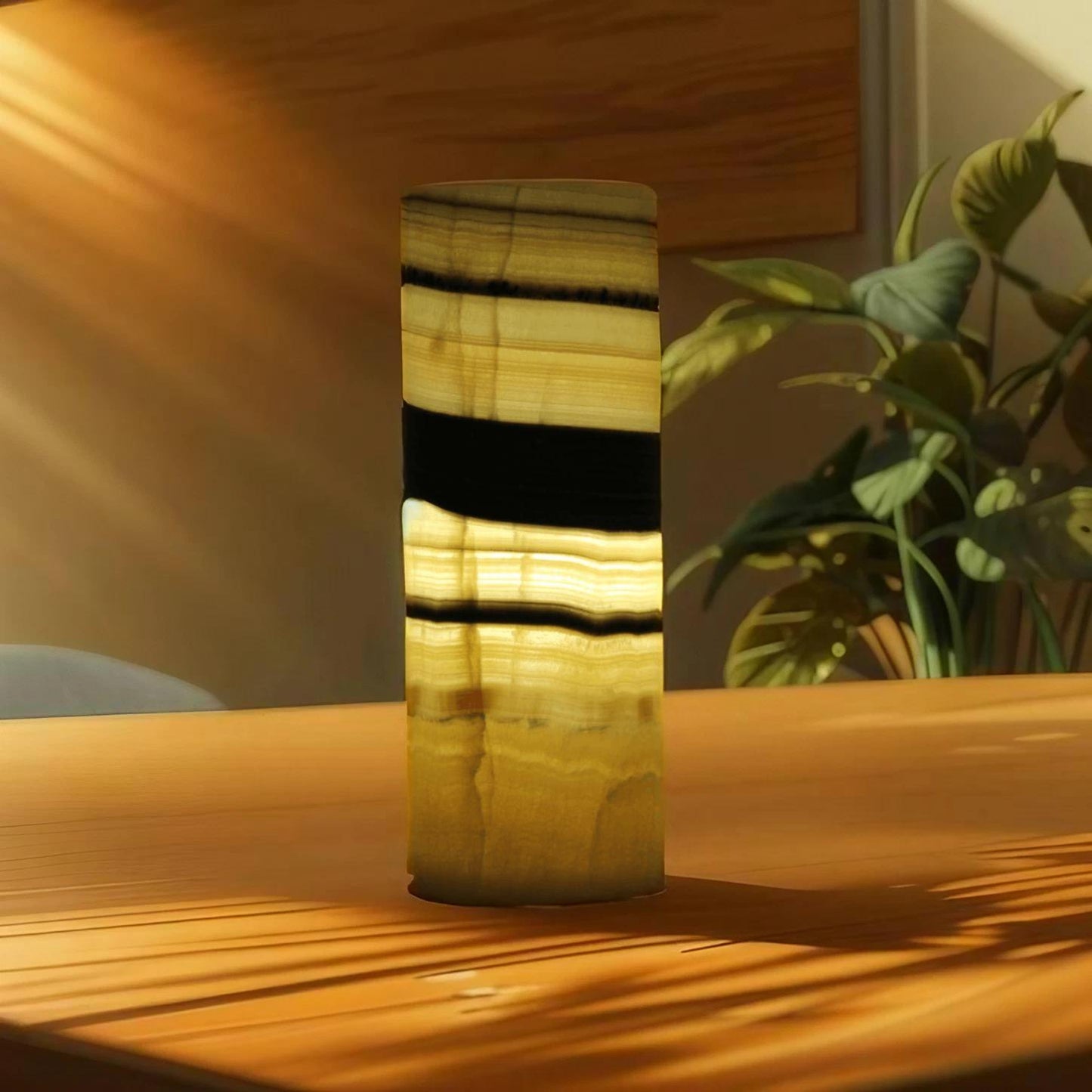 Orange Calico Onyx Lamp