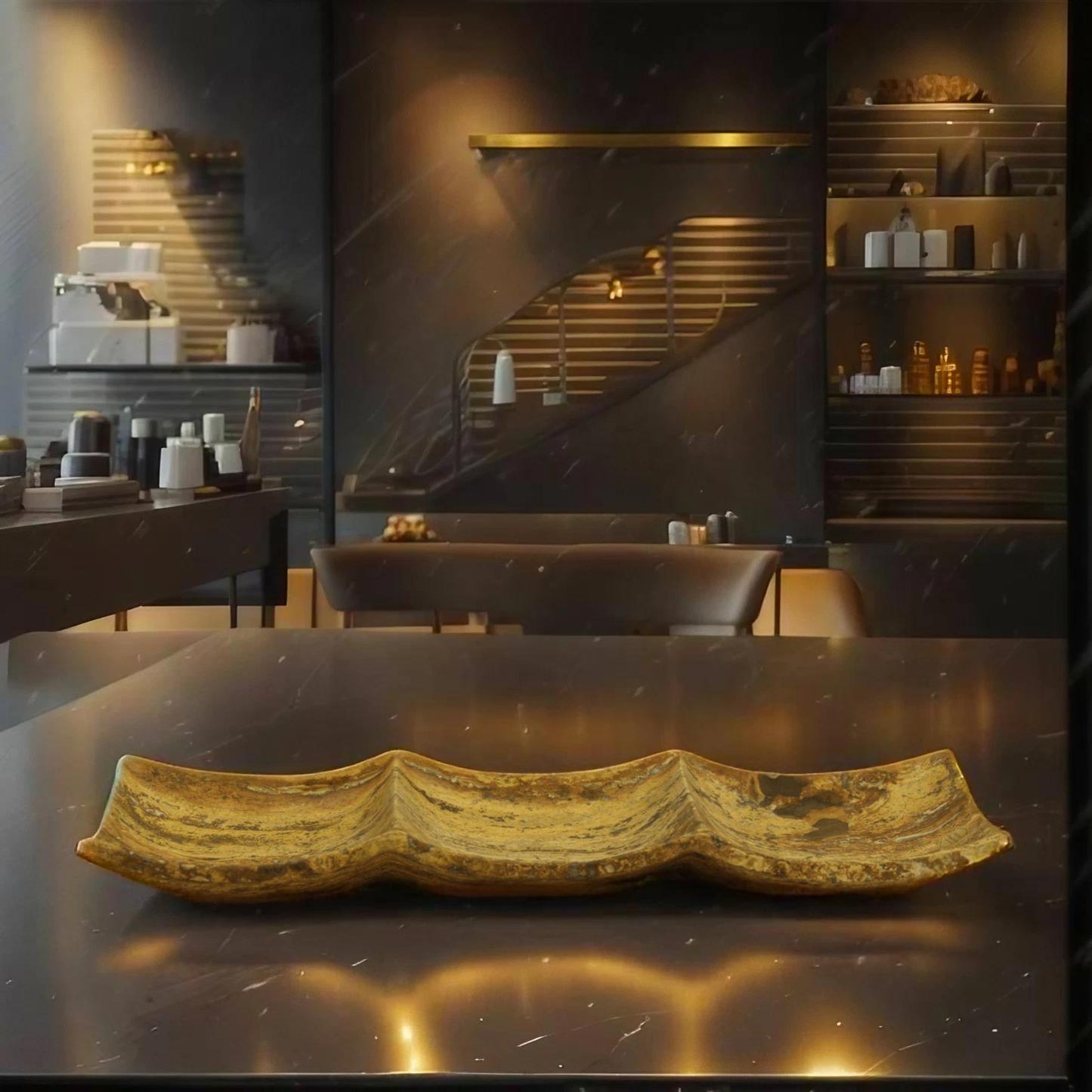 Red Travertino Decor & Dip Tray