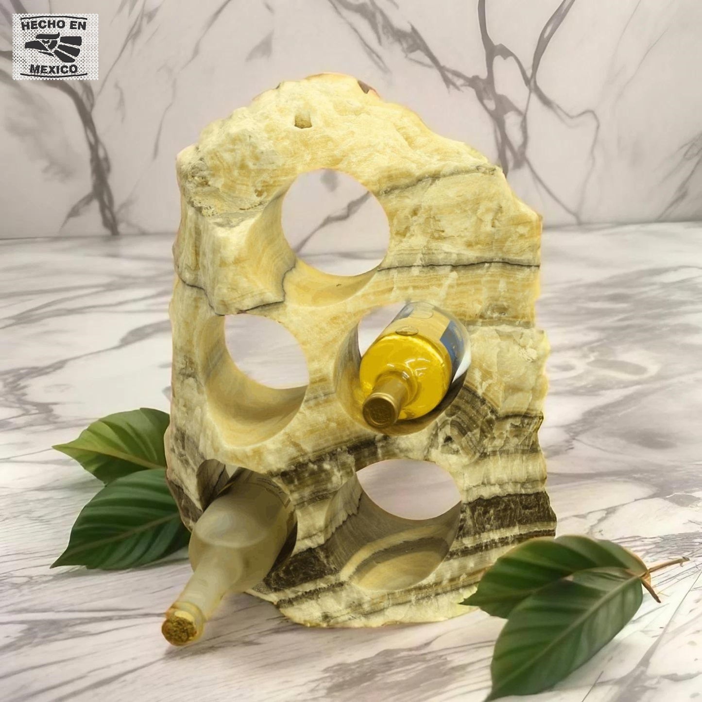 Yellow & Black Onyx Stone Wine Holder