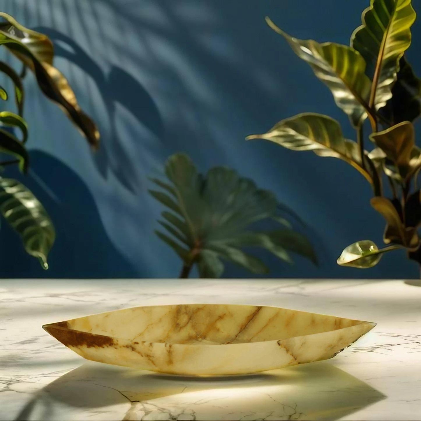 Green Onyx Canoe Serving Tray