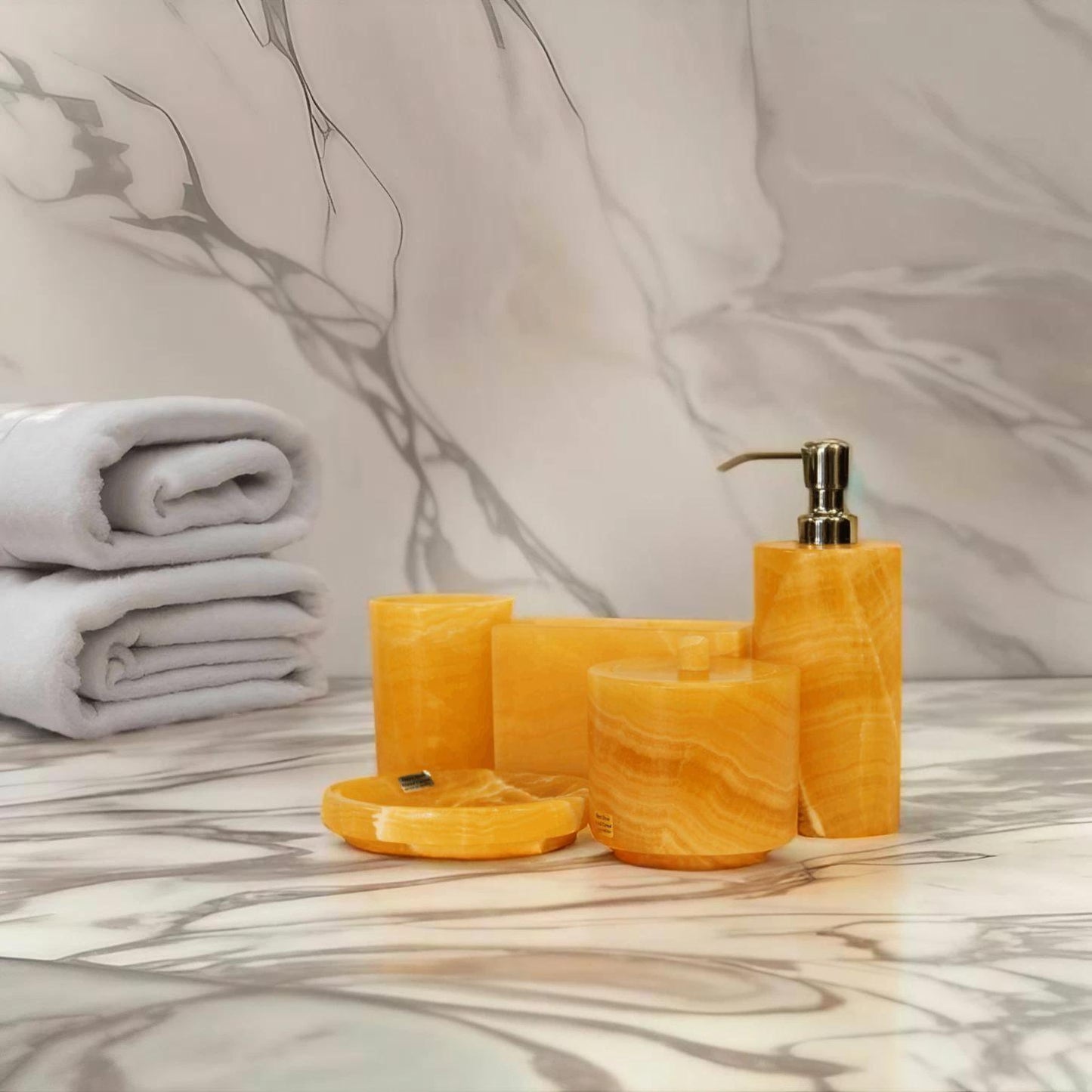6pc Honey Onyx Bath Accessory Set