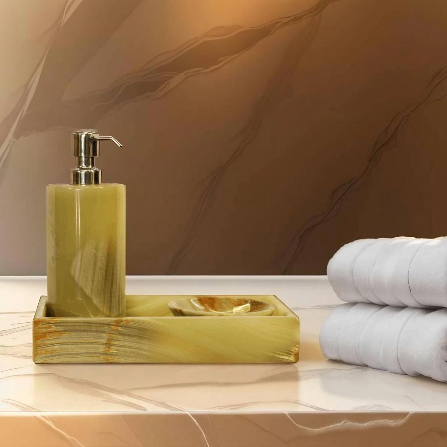 3pc Green Onyx Bath Accessory Set