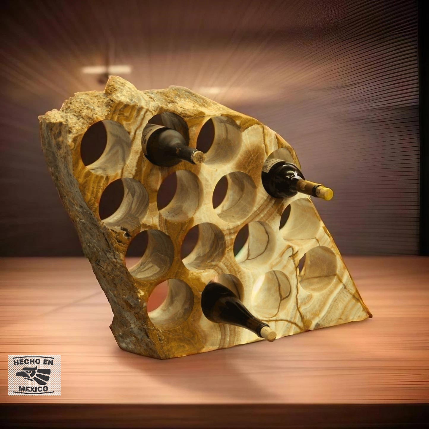 Red & White Onyx Stone Wine Holder