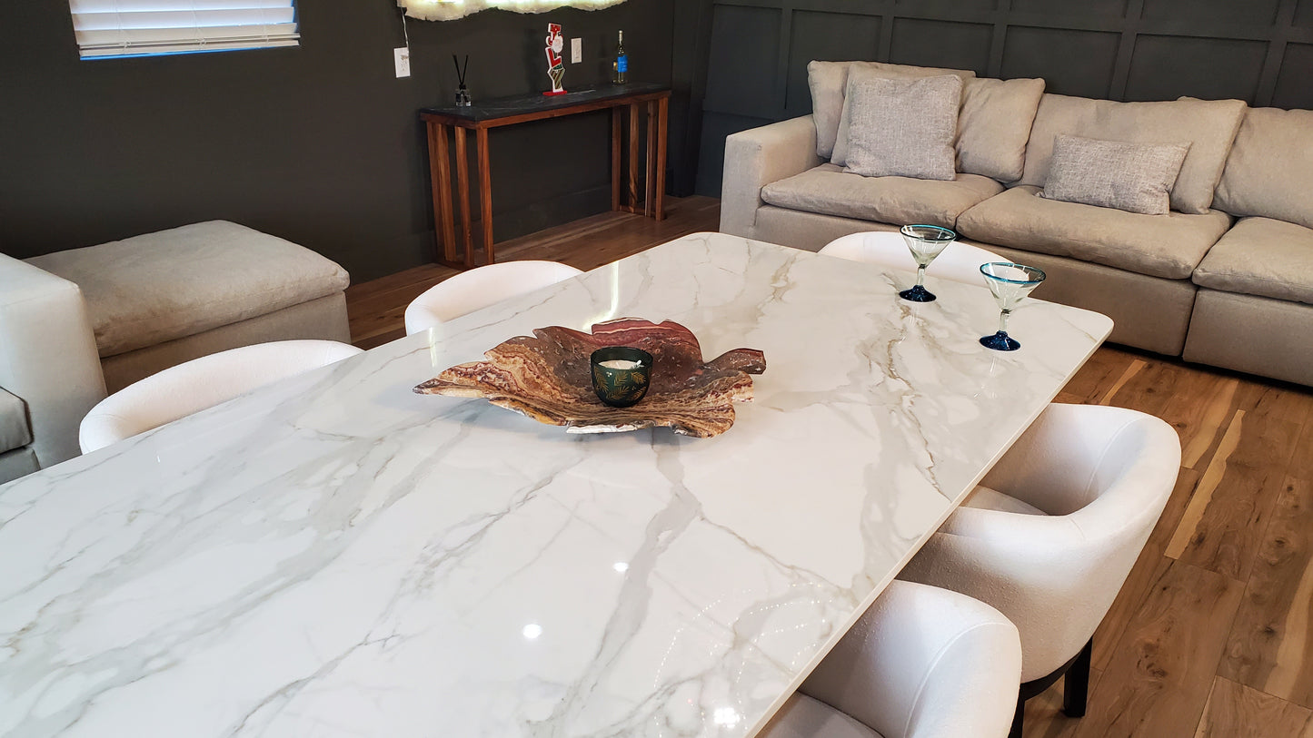 Beige & Red Oak Leaf Marble Centerpiece