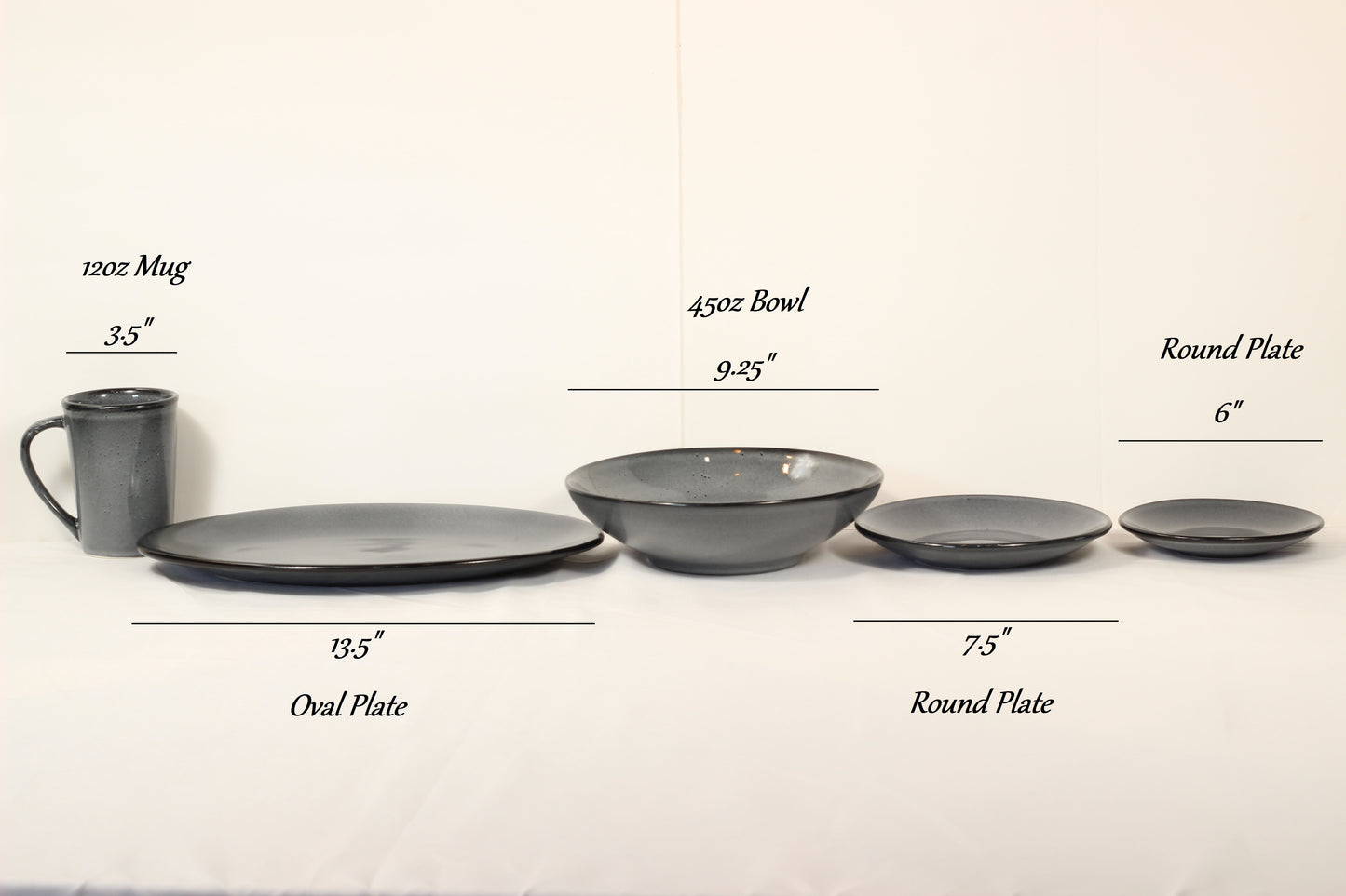 Anfora Denali Grey- 20 Piece Full Family Dinnerware Set