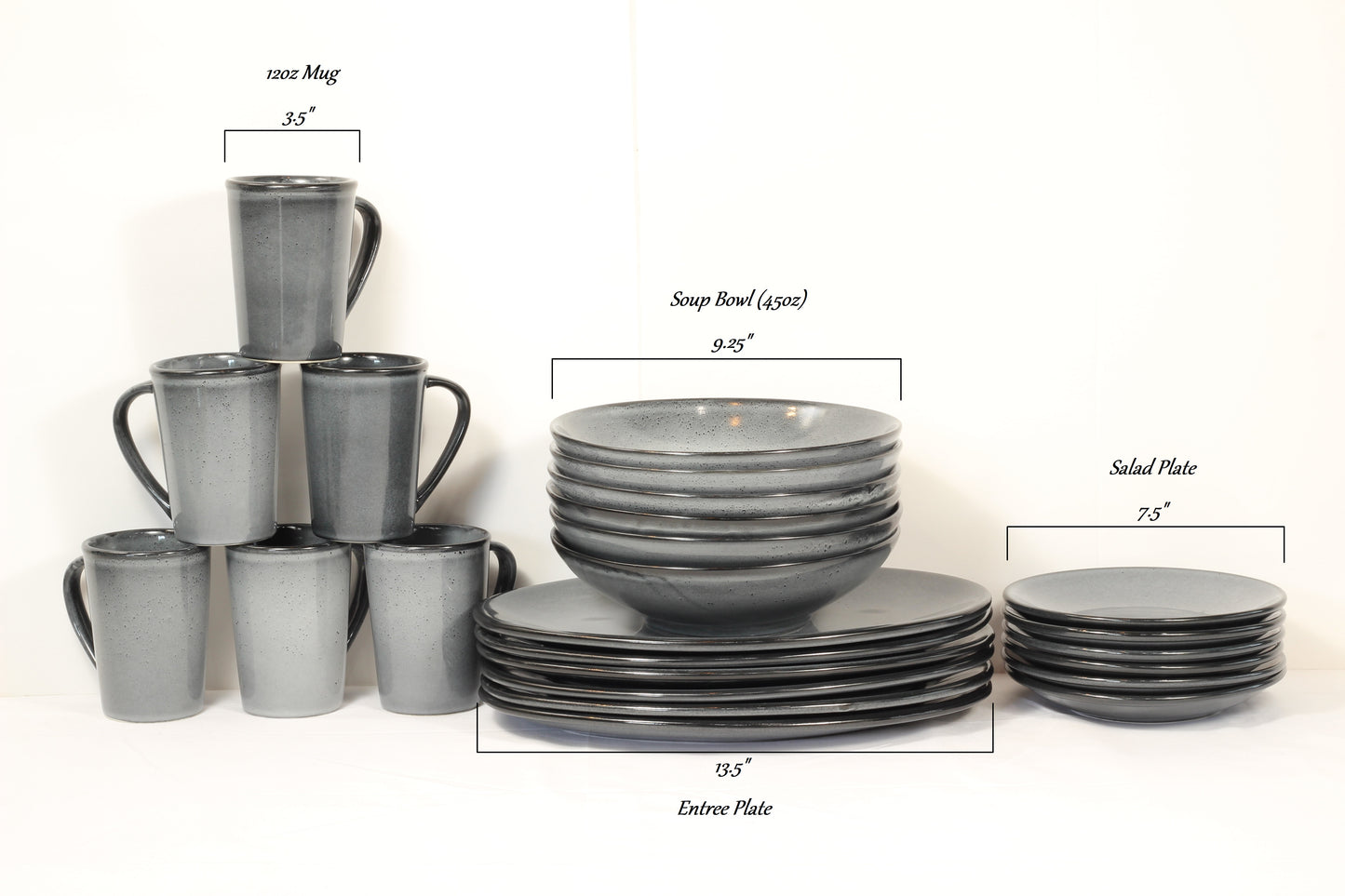 Anfora Denali Grey- 24 Piece Everyday Dining Set