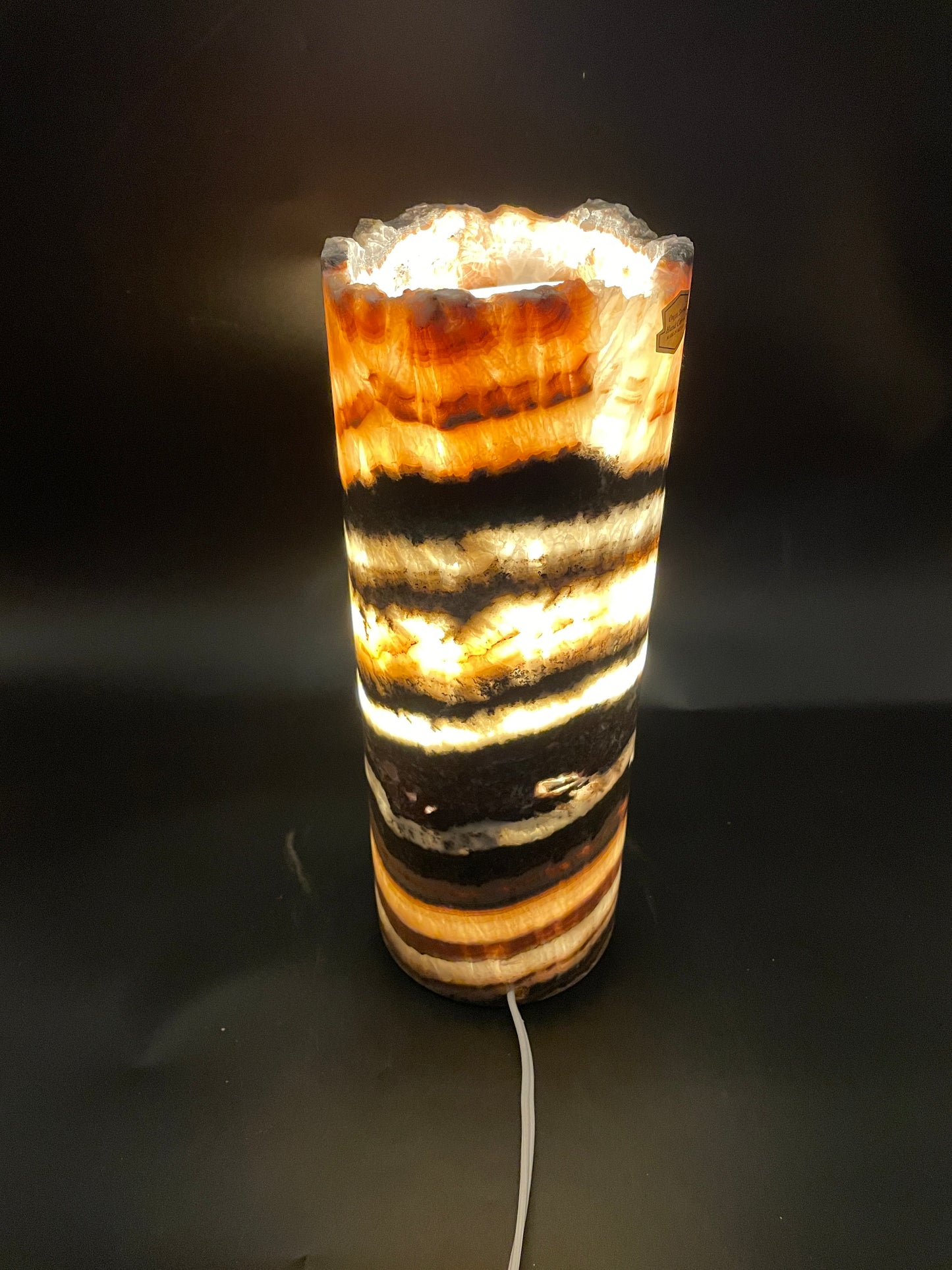 White/Red/Black Open Decorative Onyx Lamp