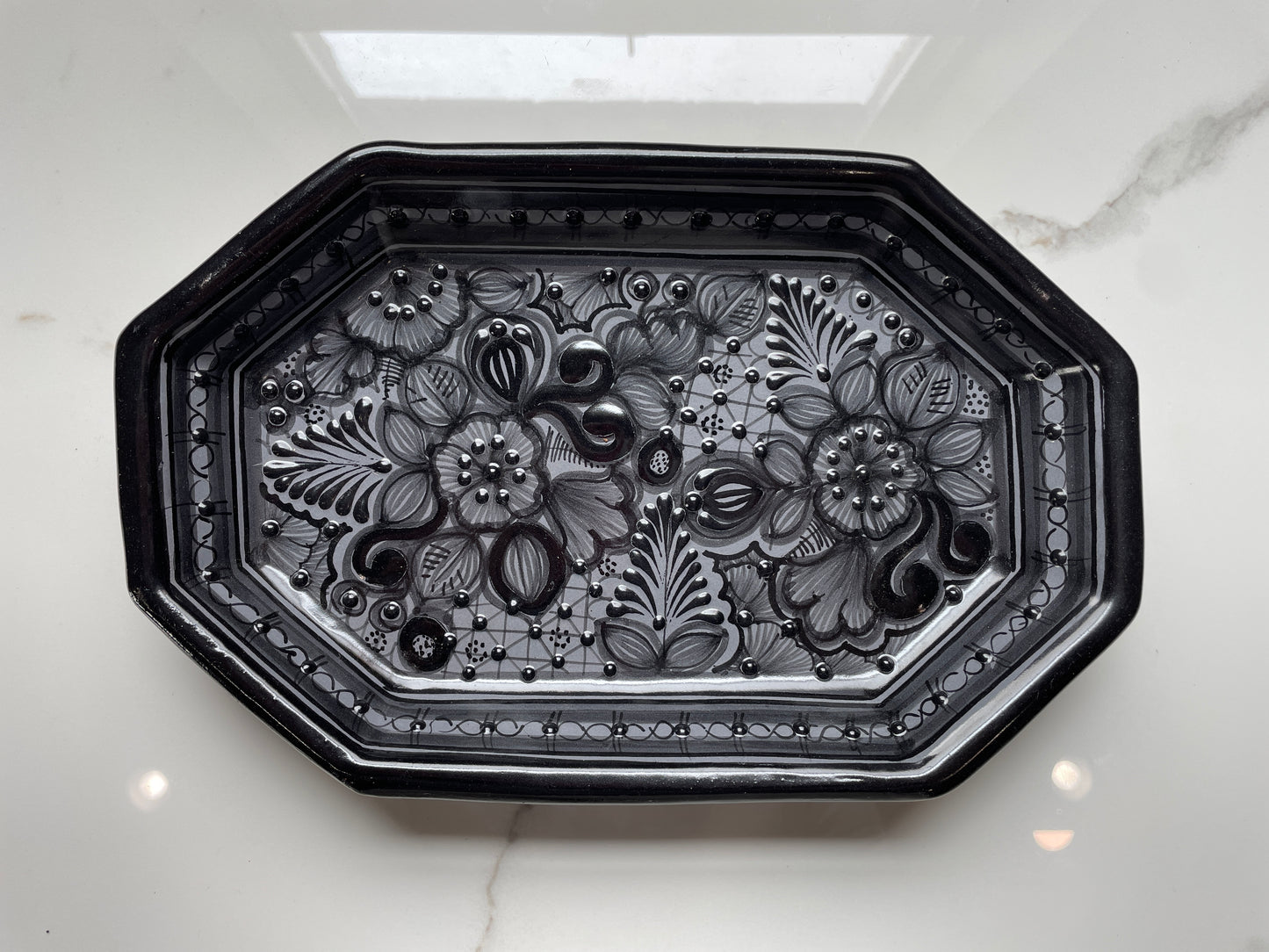Black Small Patterned Talavera Decorative Tray