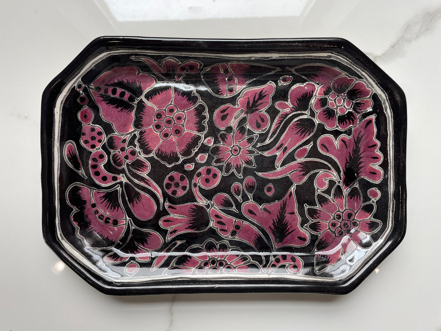 Black/Purple Medium Talavera Decorative Tray