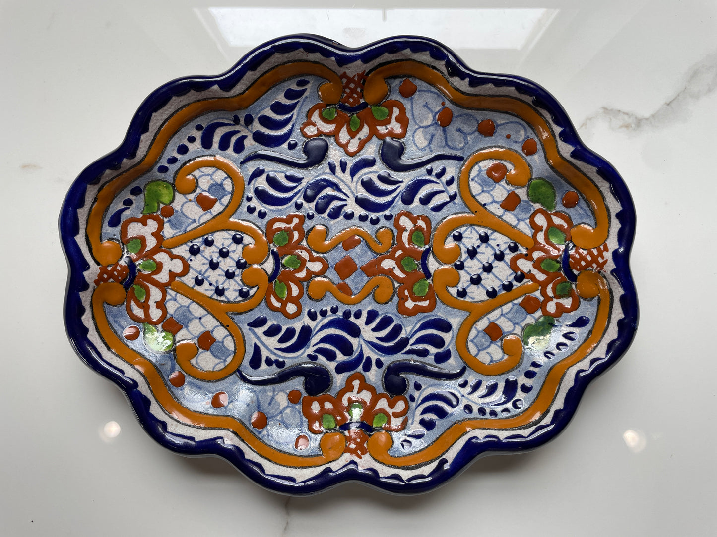Flower Design 3pc Decorative Talavera Tray Set