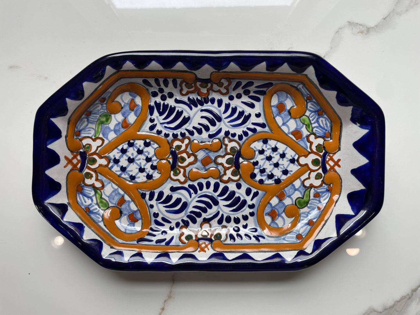 Flower Design 3pc Decorative Talavera Tray Set