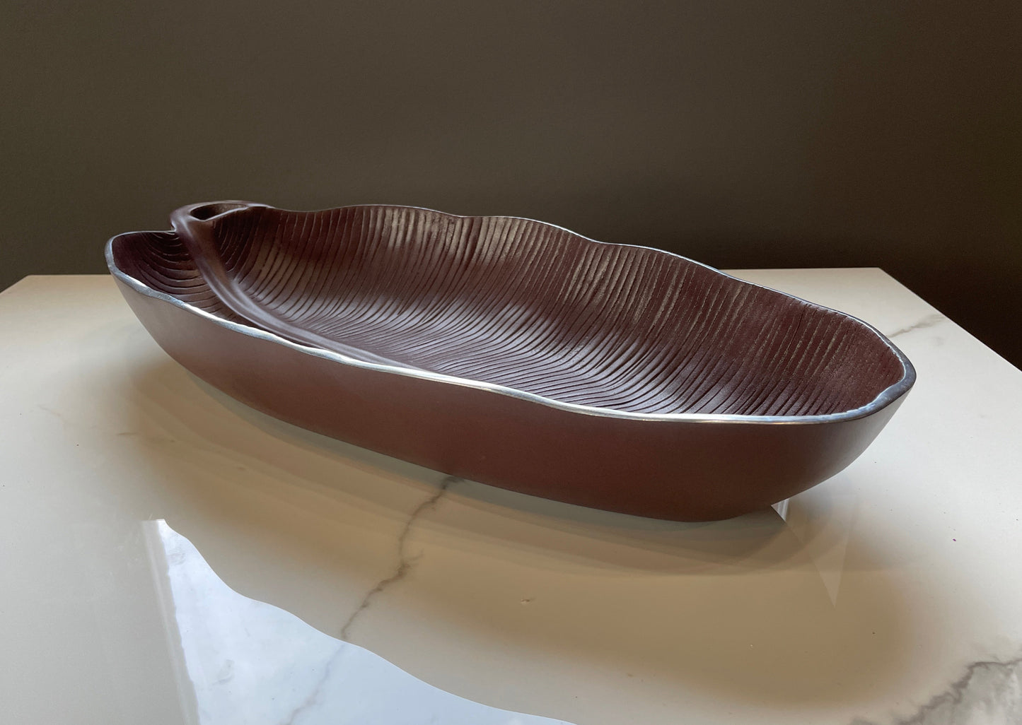 Brown Large Pewter Centerpiece