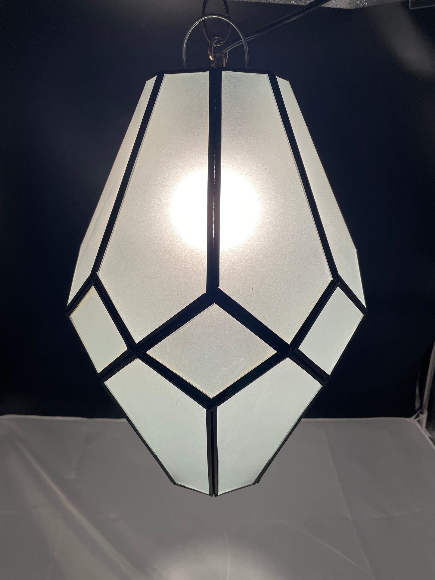 Medium Frosted Glass Geometric Pendant Light