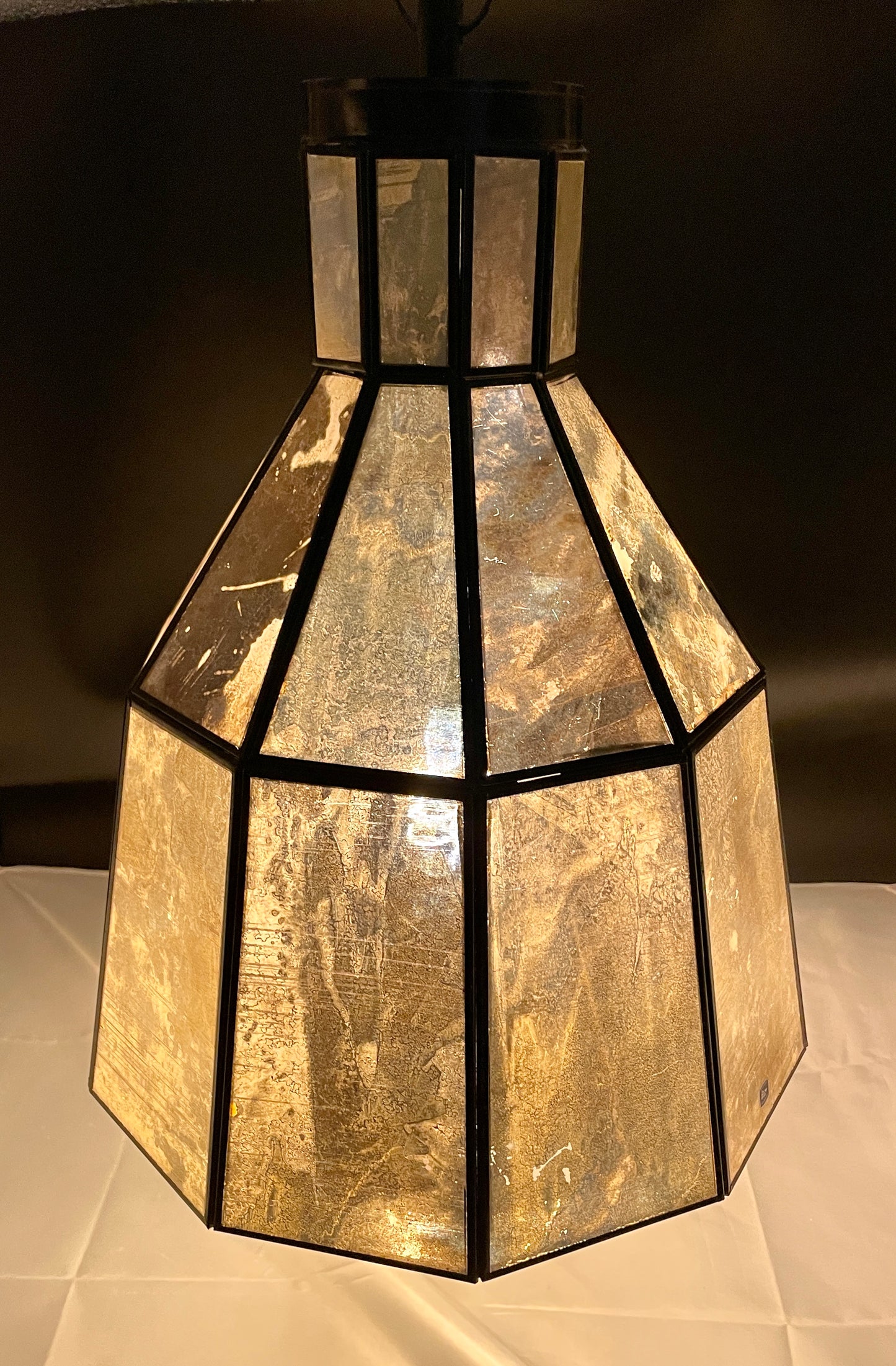 Big Bell Distressed Gold & Tin Geometric Ceiling Pendant Lamp