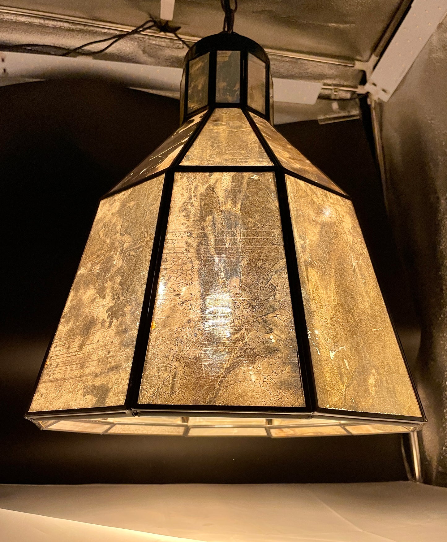 Big Bell Distressed Gold & Tin Geometric Ceiling Pendant Lamp