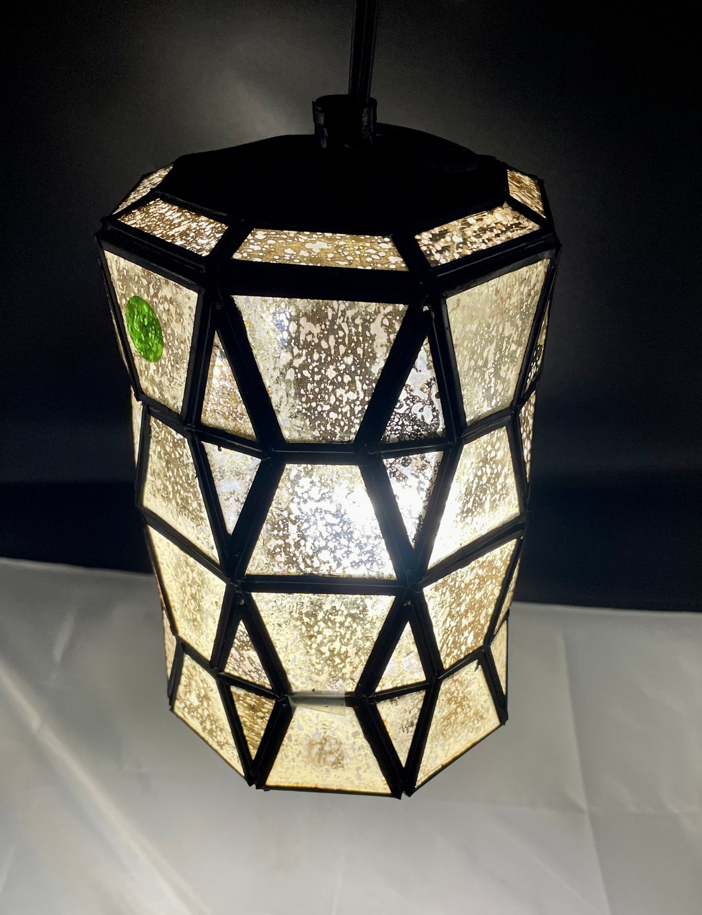 Small Gold Tin Geometric Cylinder Ceiling Pendant Lamp