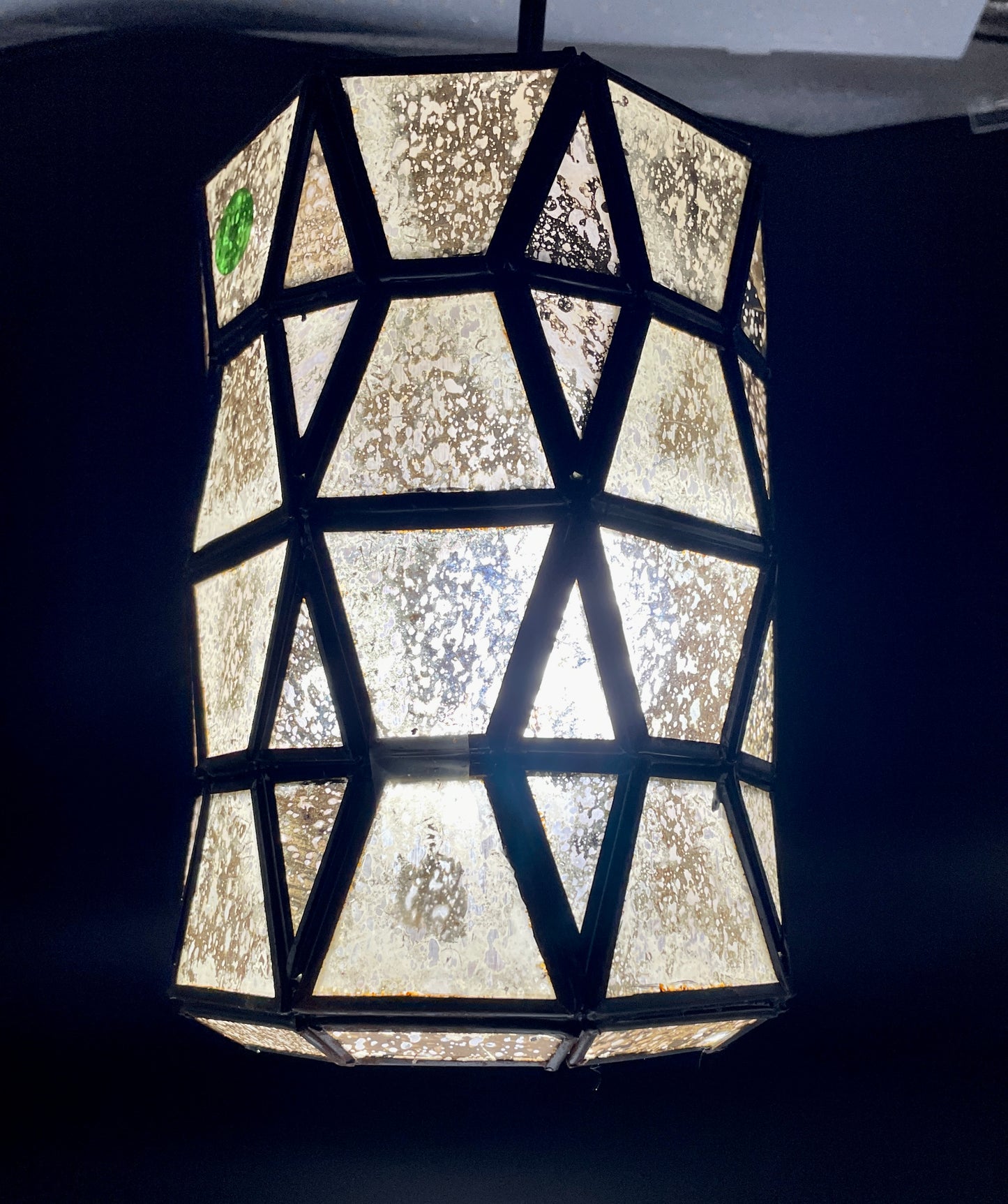 Small Gold Tin Geometric Cylinder Ceiling Pendant Lamp
