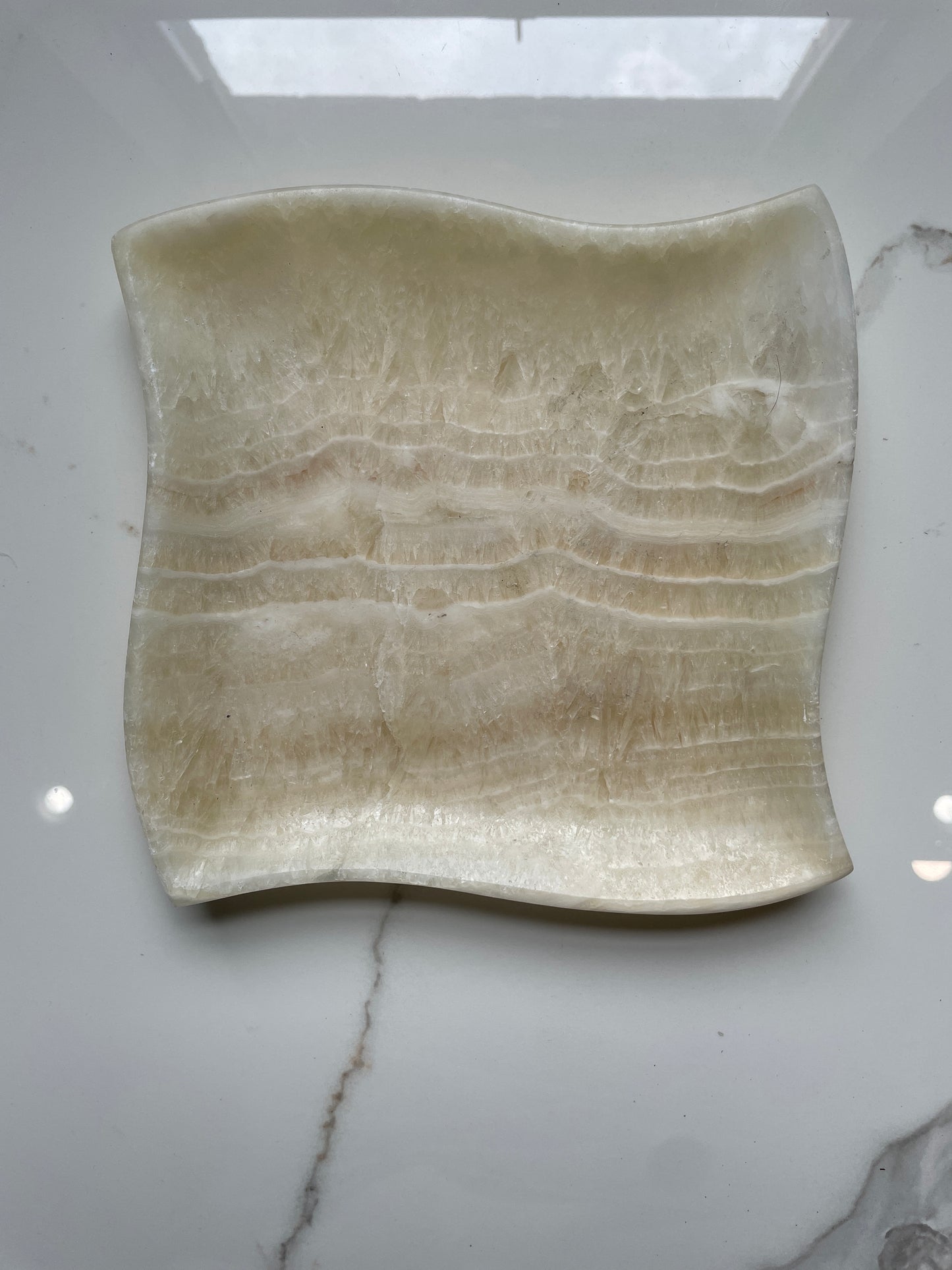 Leaf Beige Decorative Onyx Tray