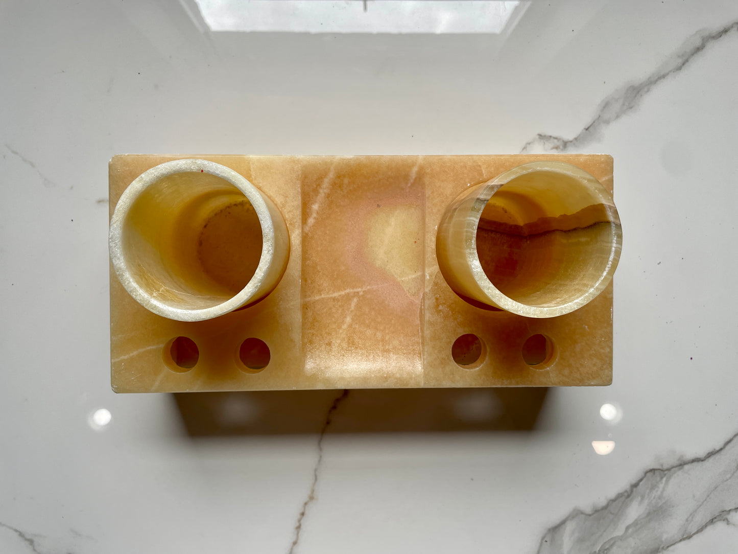 Beige Decorative Onyx Bathroom Set