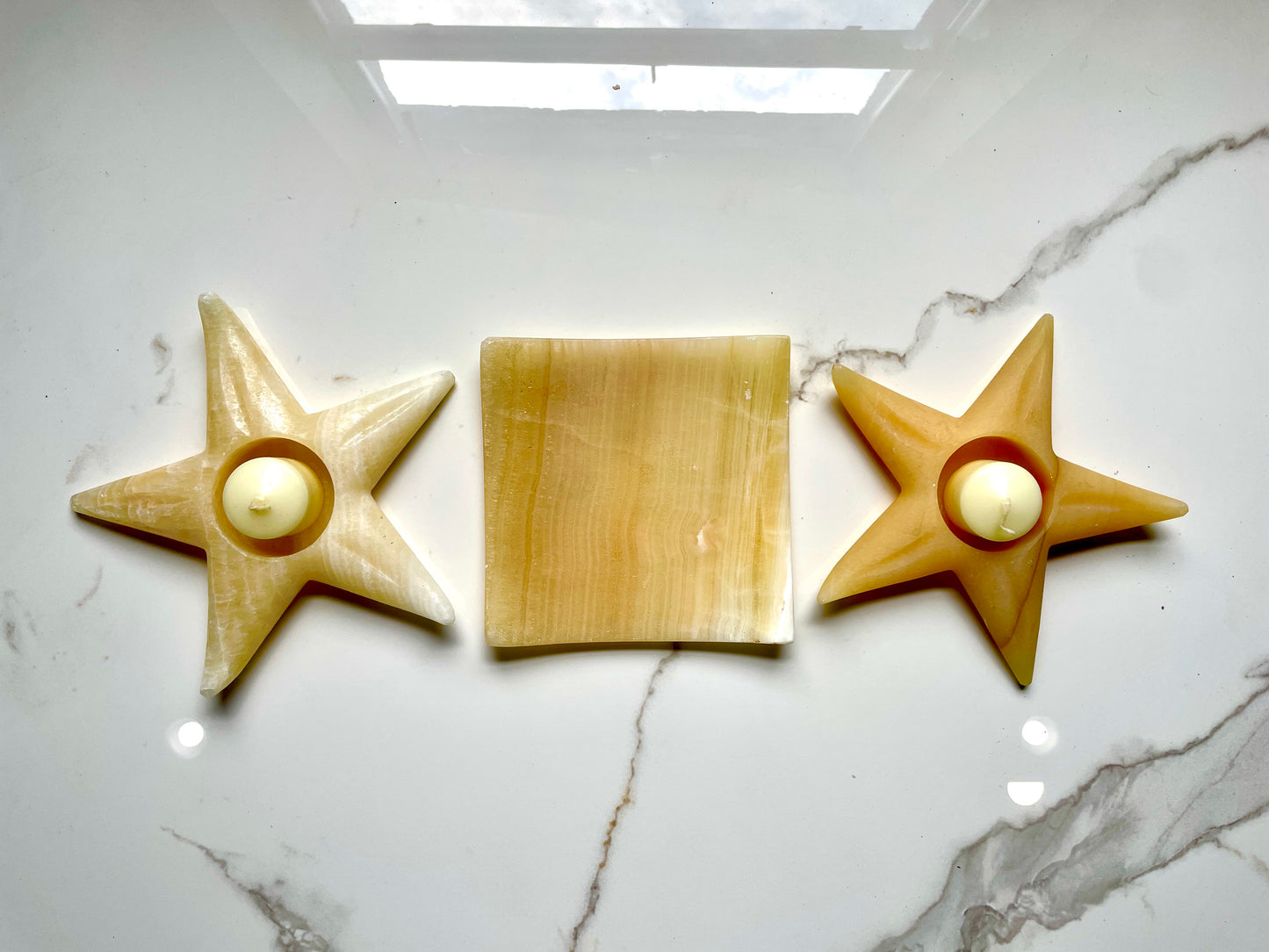 Star/Tray Beige Decorative Onyx Set
