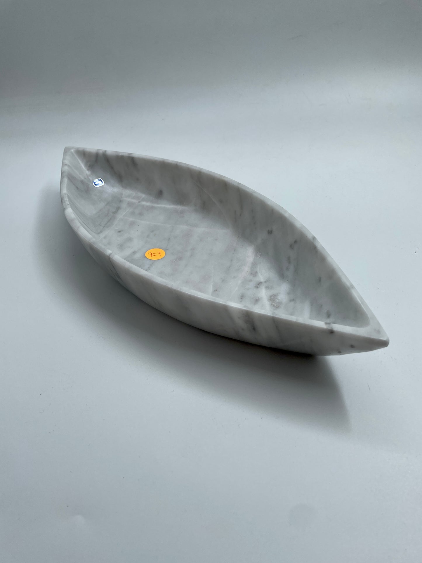 White Marble Canoe Serving Tray