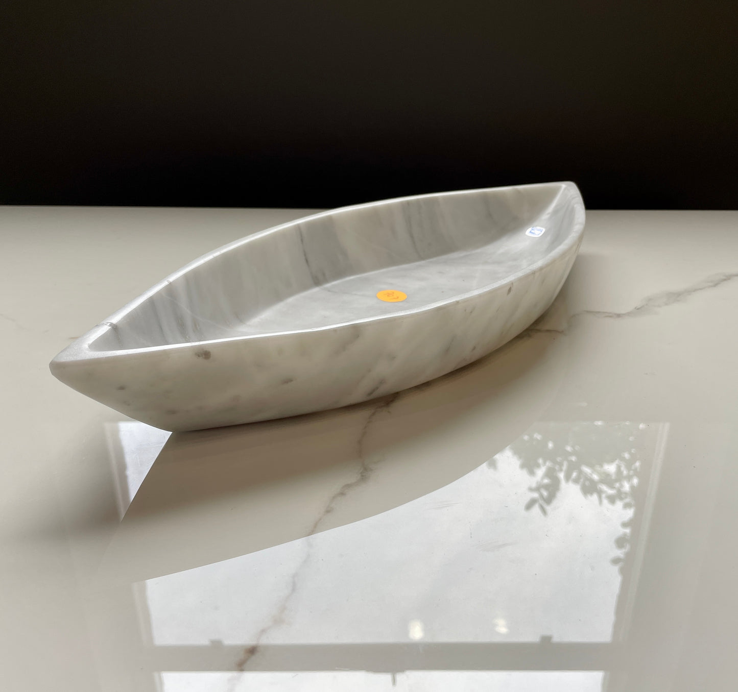 White Marble Canoe Serving Tray