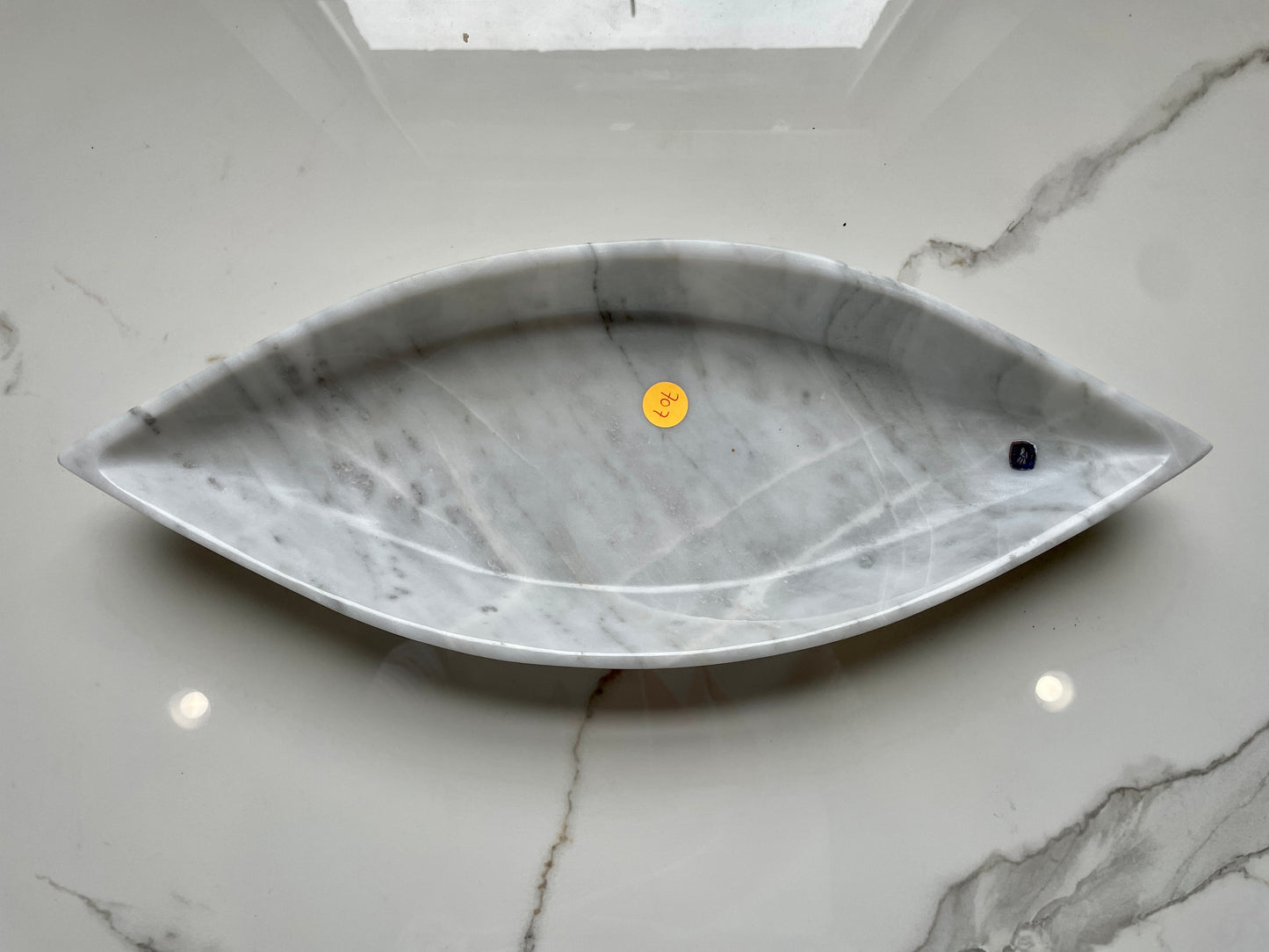 White Marble Canoe Serving Tray