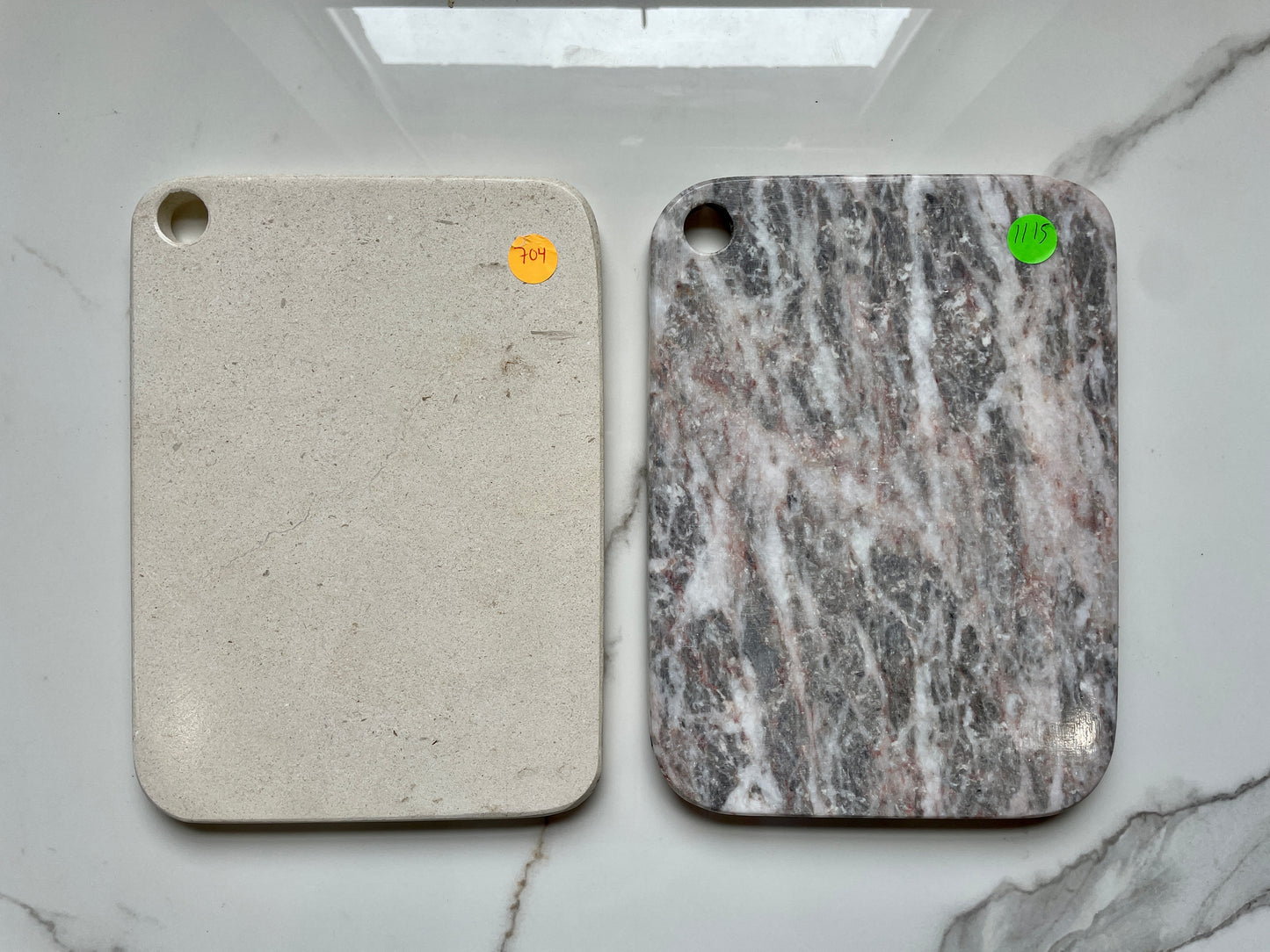 Beige/Multicolor 2pc Marble Cutting Board Set