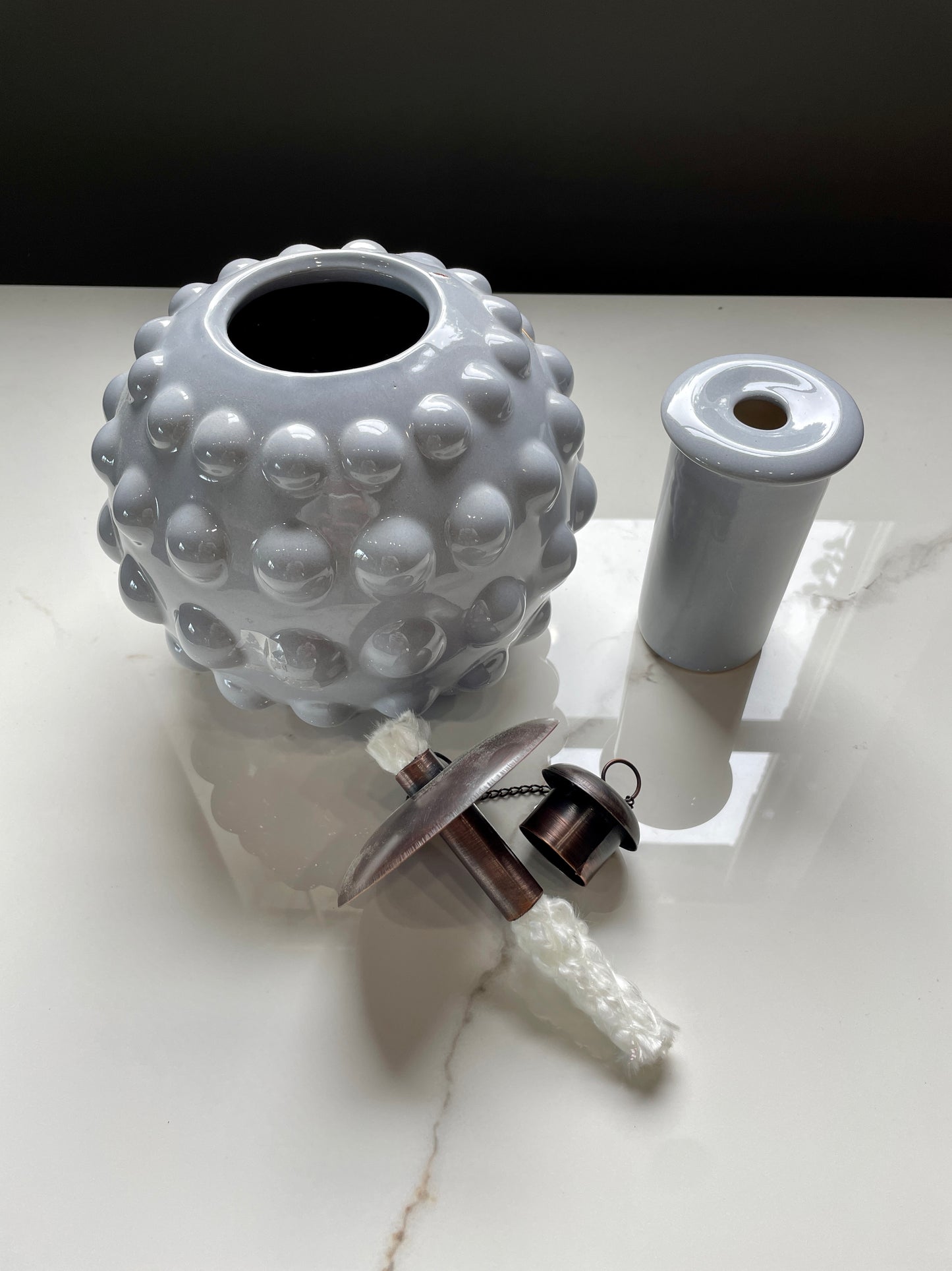 Light Gray Ball Patterned Citronella Ceramic Sphere