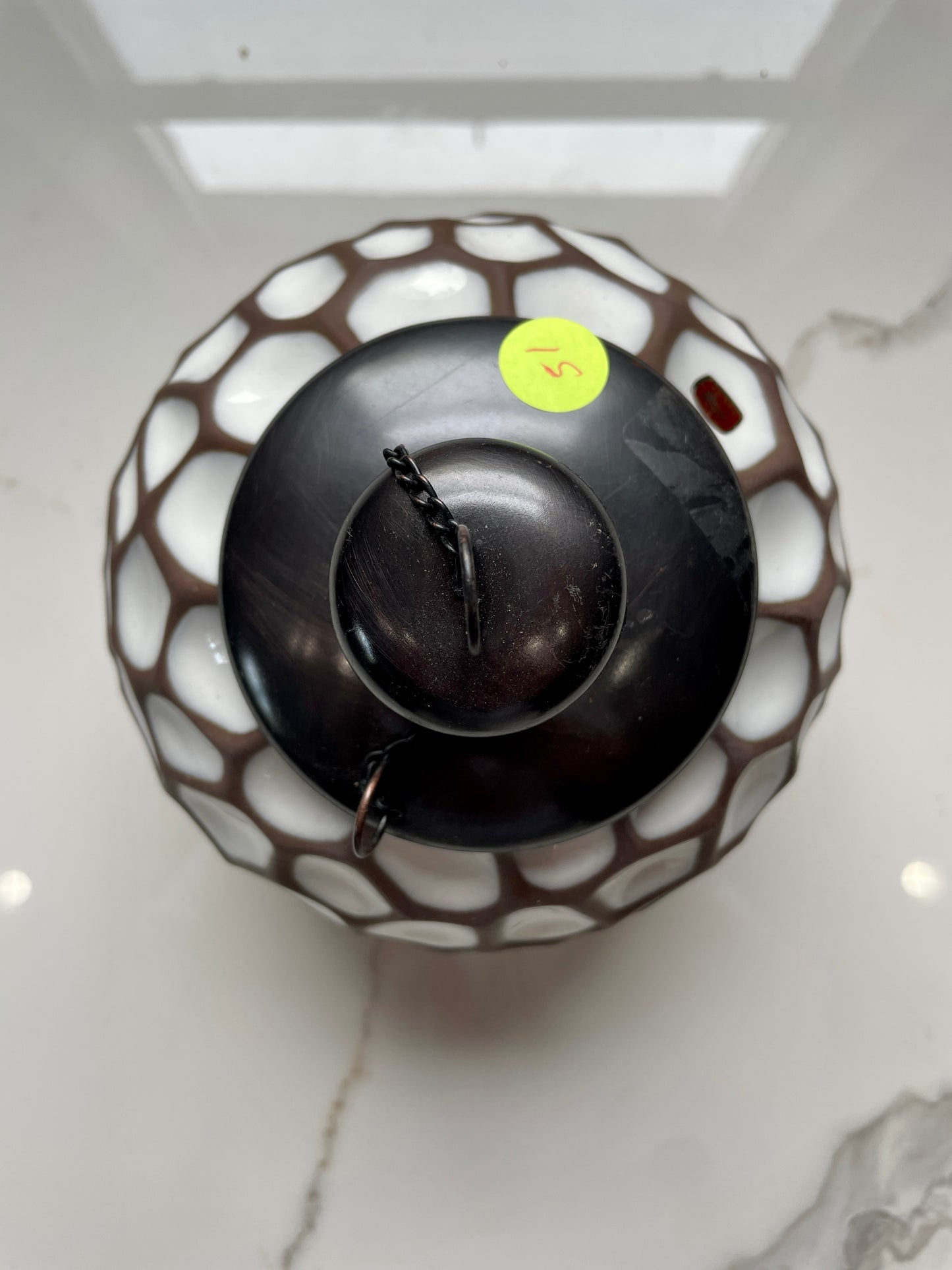 Natural White/Brown Patterned Citronella Ceramic Sphere