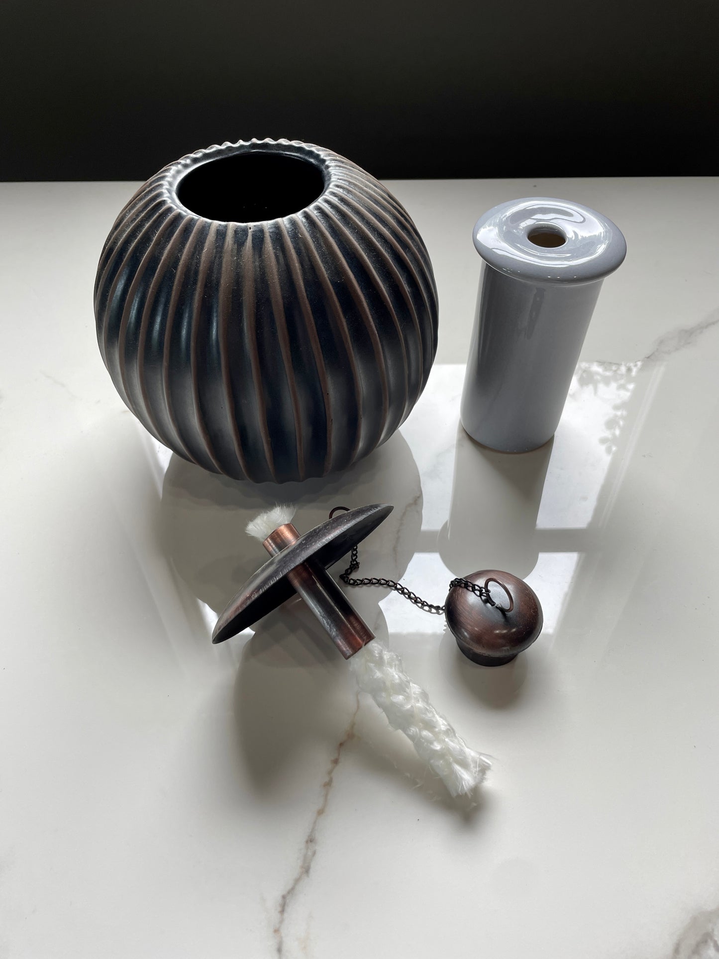 Dark Gray Slices Patterned Citronella Ceramic Sphere