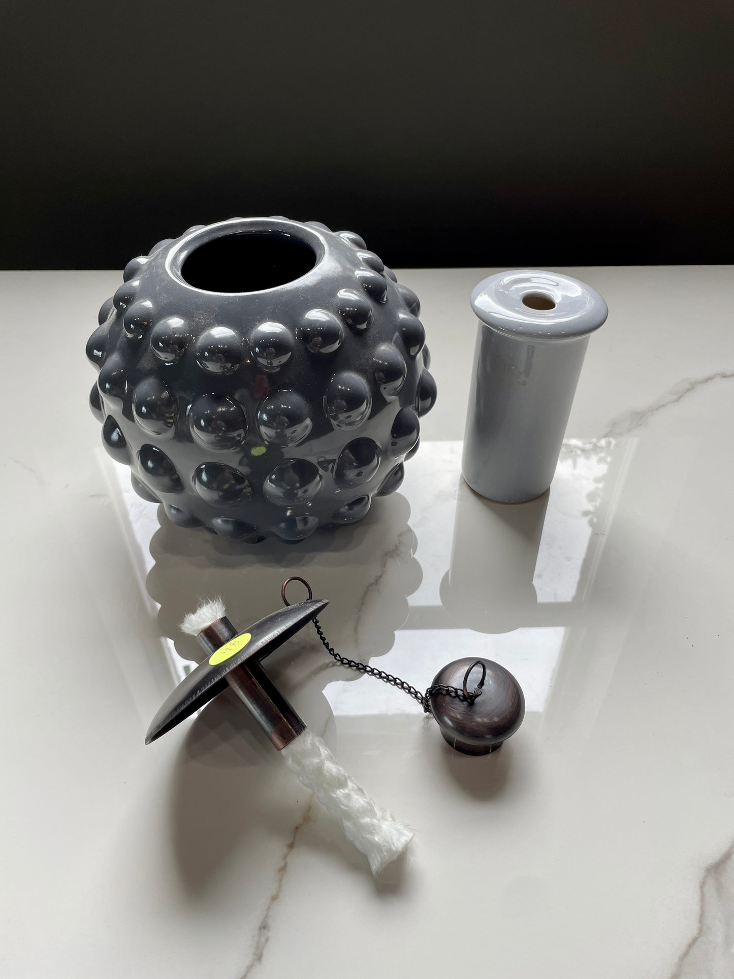Gray Ball Patterned Citronella Ceramic Sphere