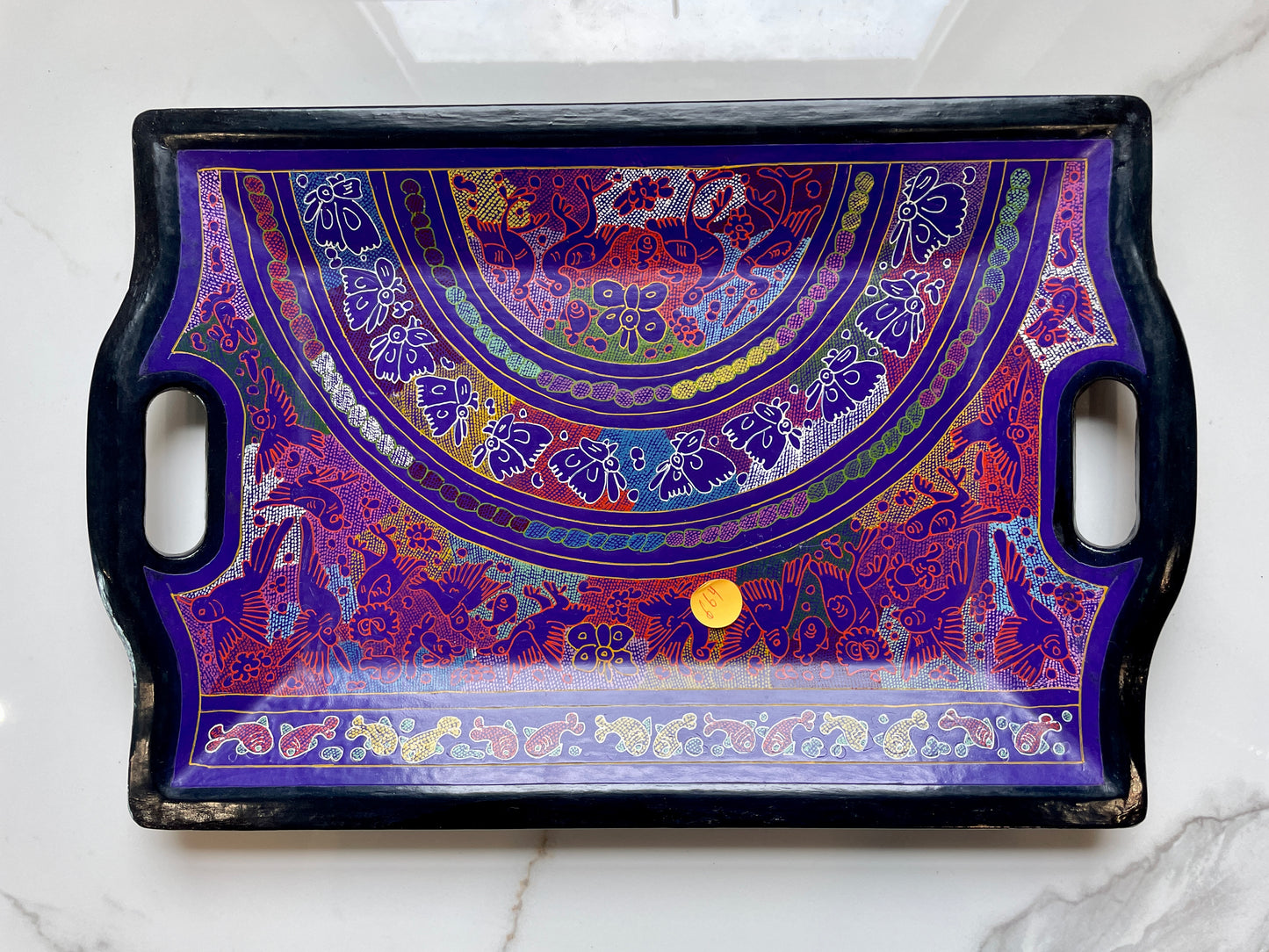 Purple/Black Unique Artistic Wooden Tray Set