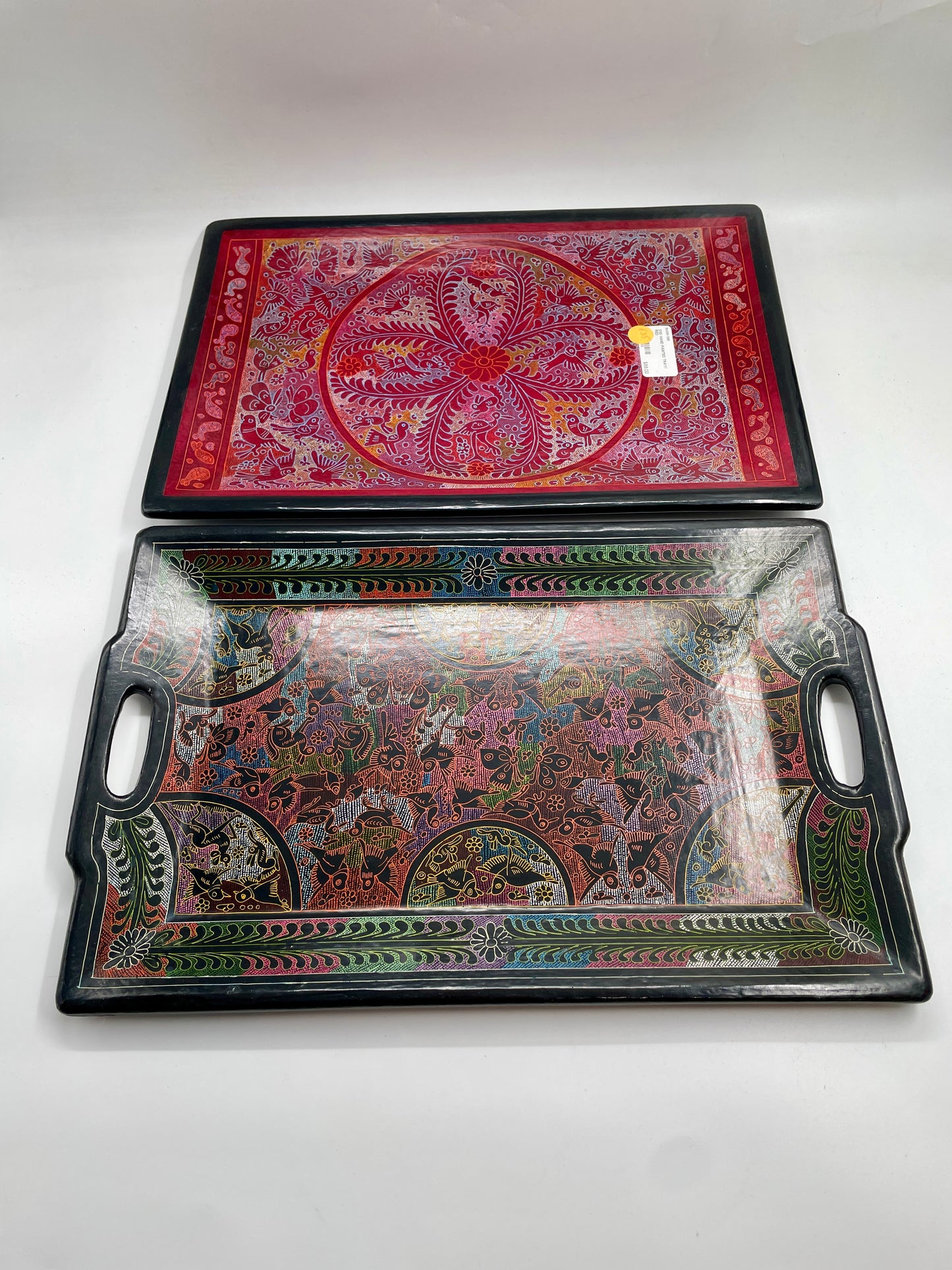 Multicolor Unique Artistic Wooden Tray Set