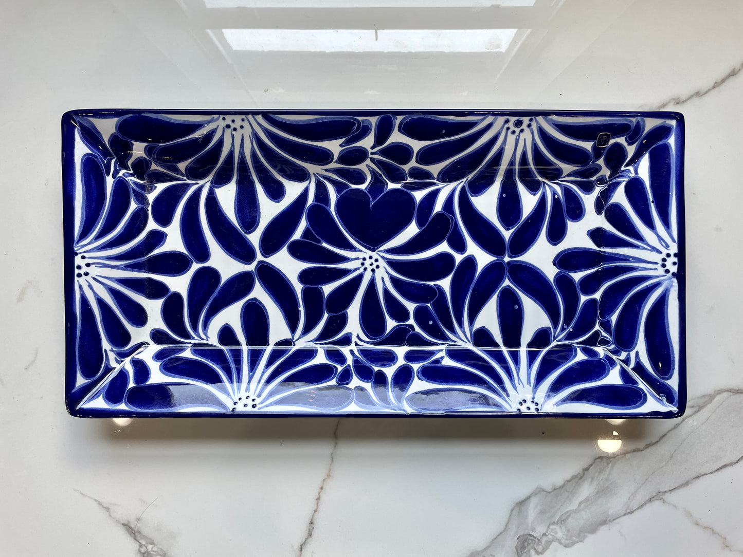 Blue And White Big 3pc Talavera Tray Set