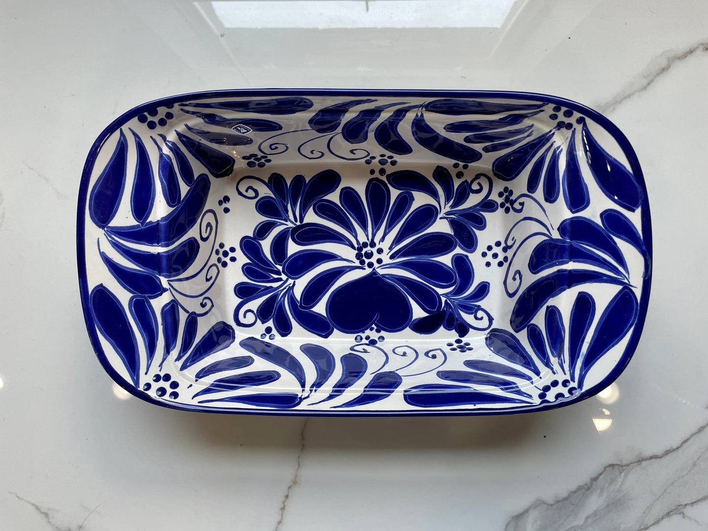 Blue And White Big 3pc Talavera Tray Set