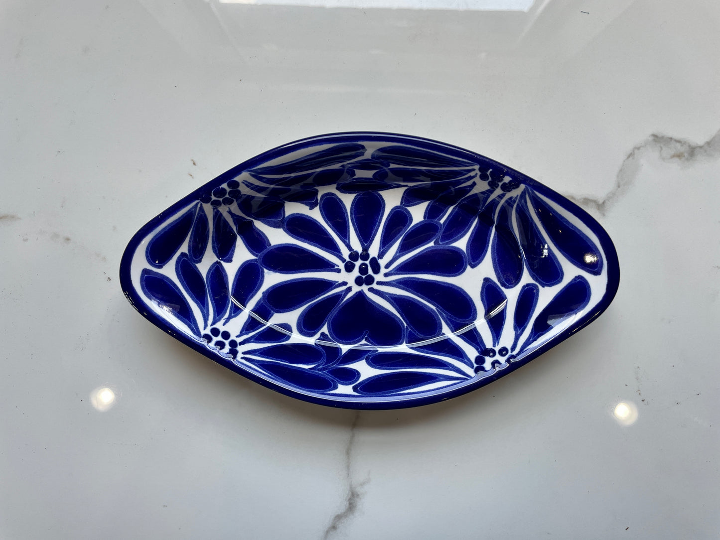 Blue And White small canoe 3pc Talavera Tray Set